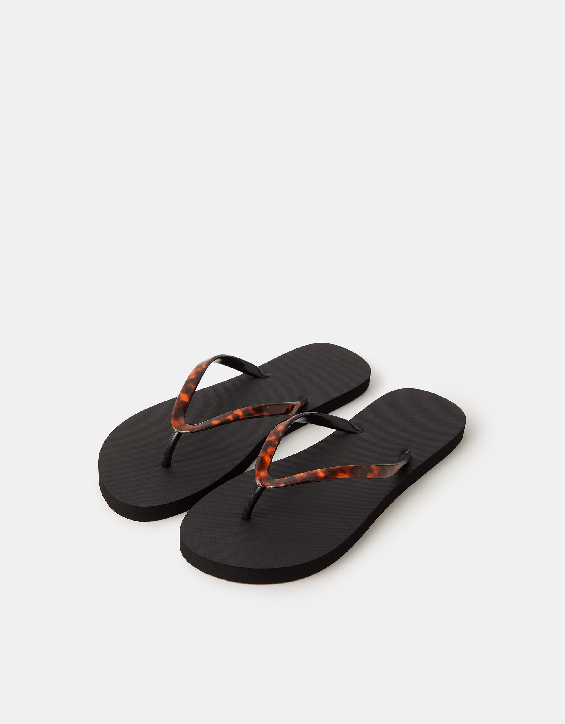 Accessorize Tort Flip Flops, Black, Size: M