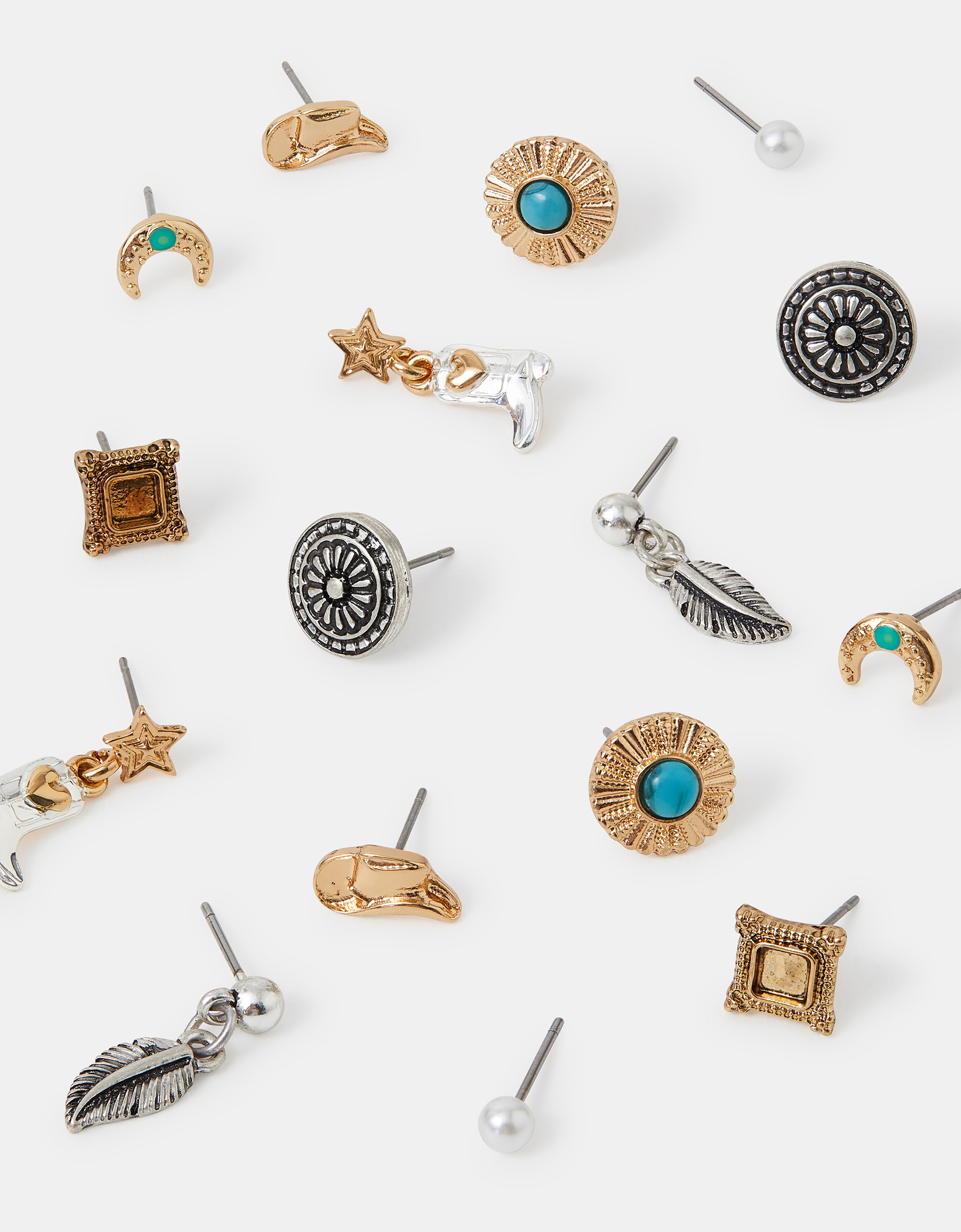 Red 8-Pack Cowboy Stud Earrings - Accessorize