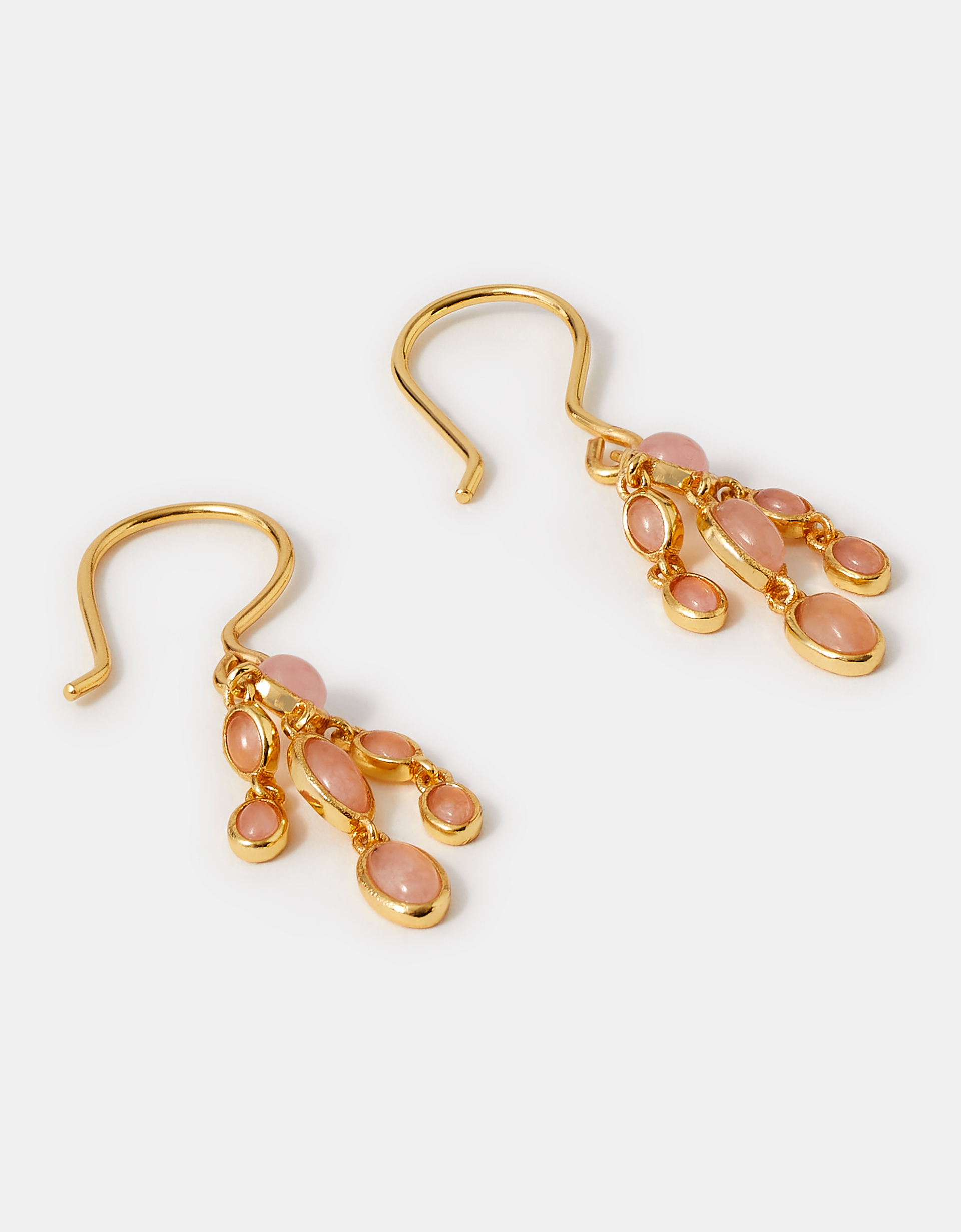 14ct Gold-plated Rose Quartz Drop Earrings - Accessorize