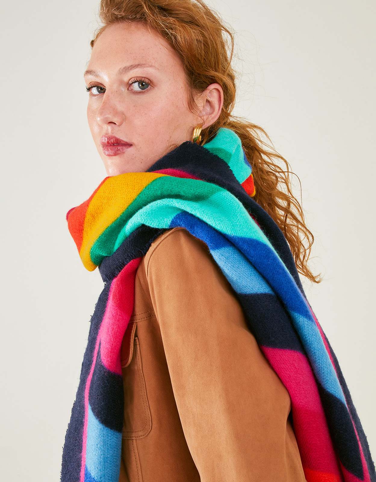 Accessorize Women's Black/Blue/Pink Rainbow Blanket Scarf, Size: 180x90cm