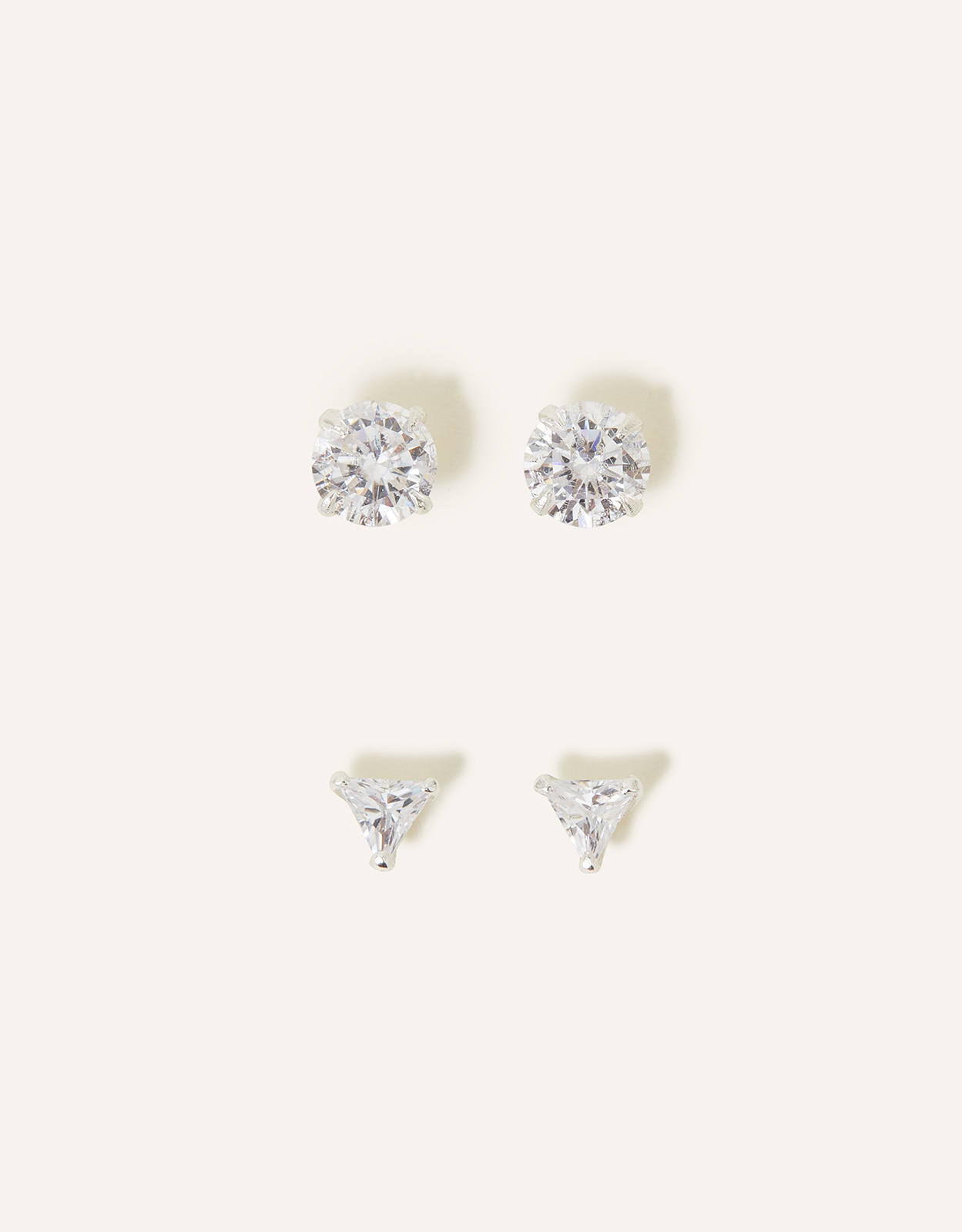 Accessorize Women's Recycled Sterling Silver Sparkle Charm Stud Set of Two