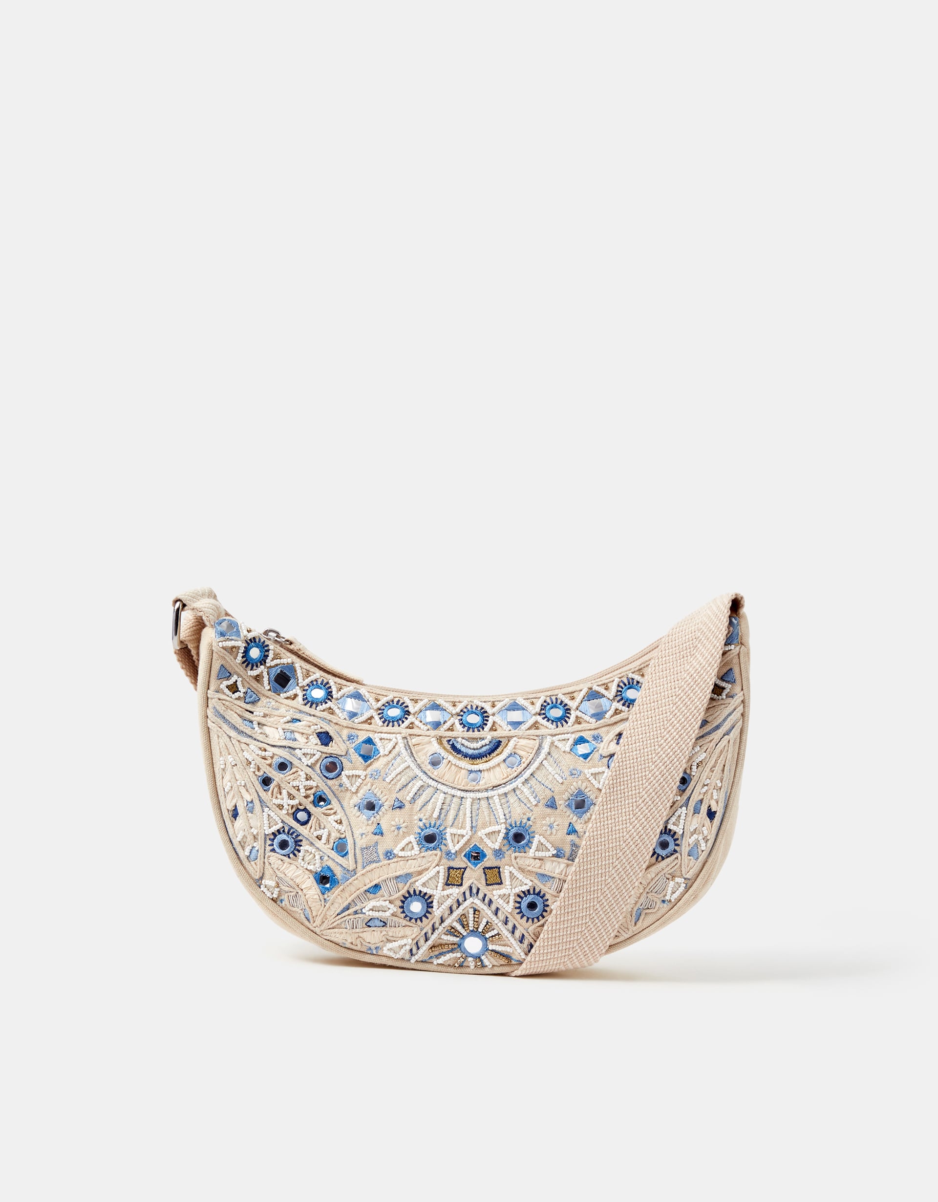 Accessorize Celestial Embroidered Sling Crossbody Bag, Cream