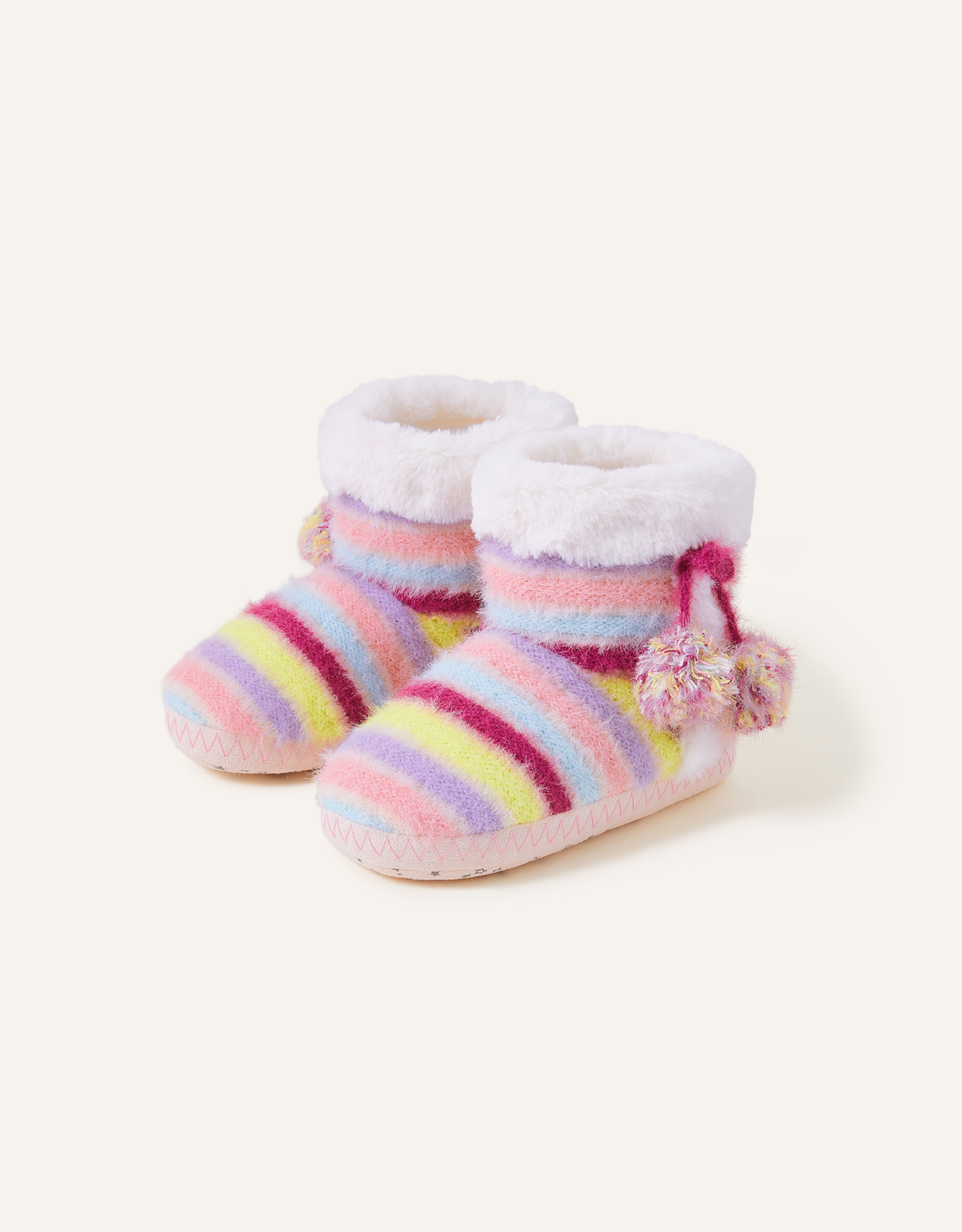 Accessorize Little Girl's Girls Stripe Slipper Boots Multi, Size: 2-3