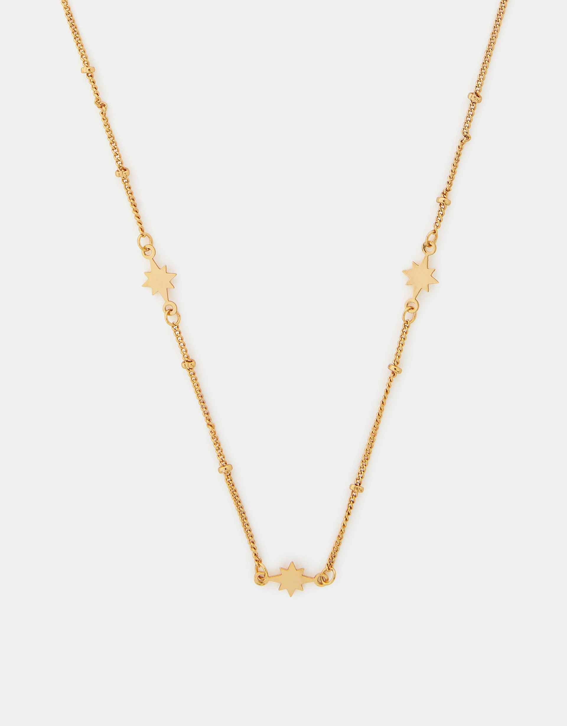 Accessorize Lace 14ct -Plated Star Station Necklace, Gold