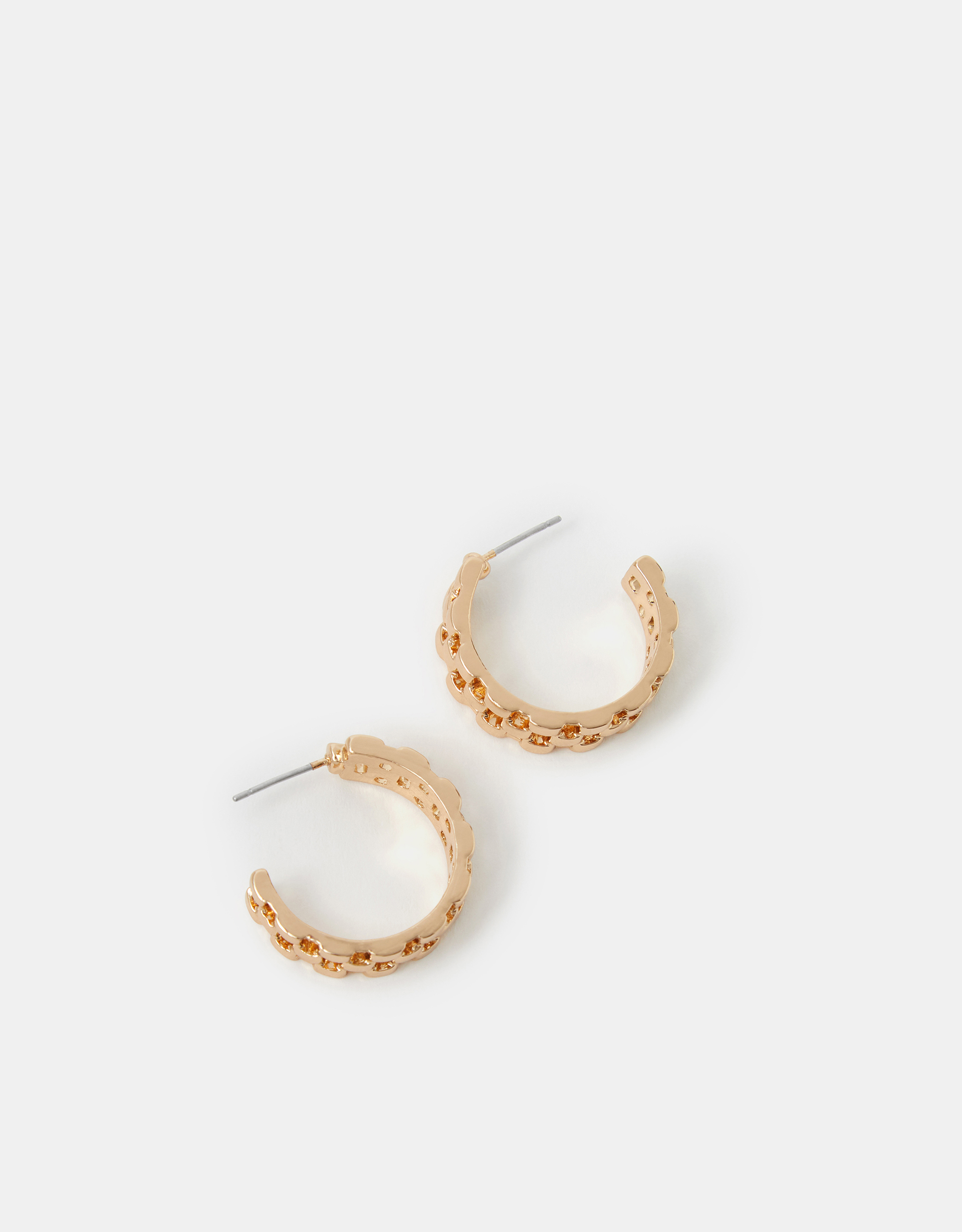Gold Chunky Square Link Hoop Earrings - Accessorize