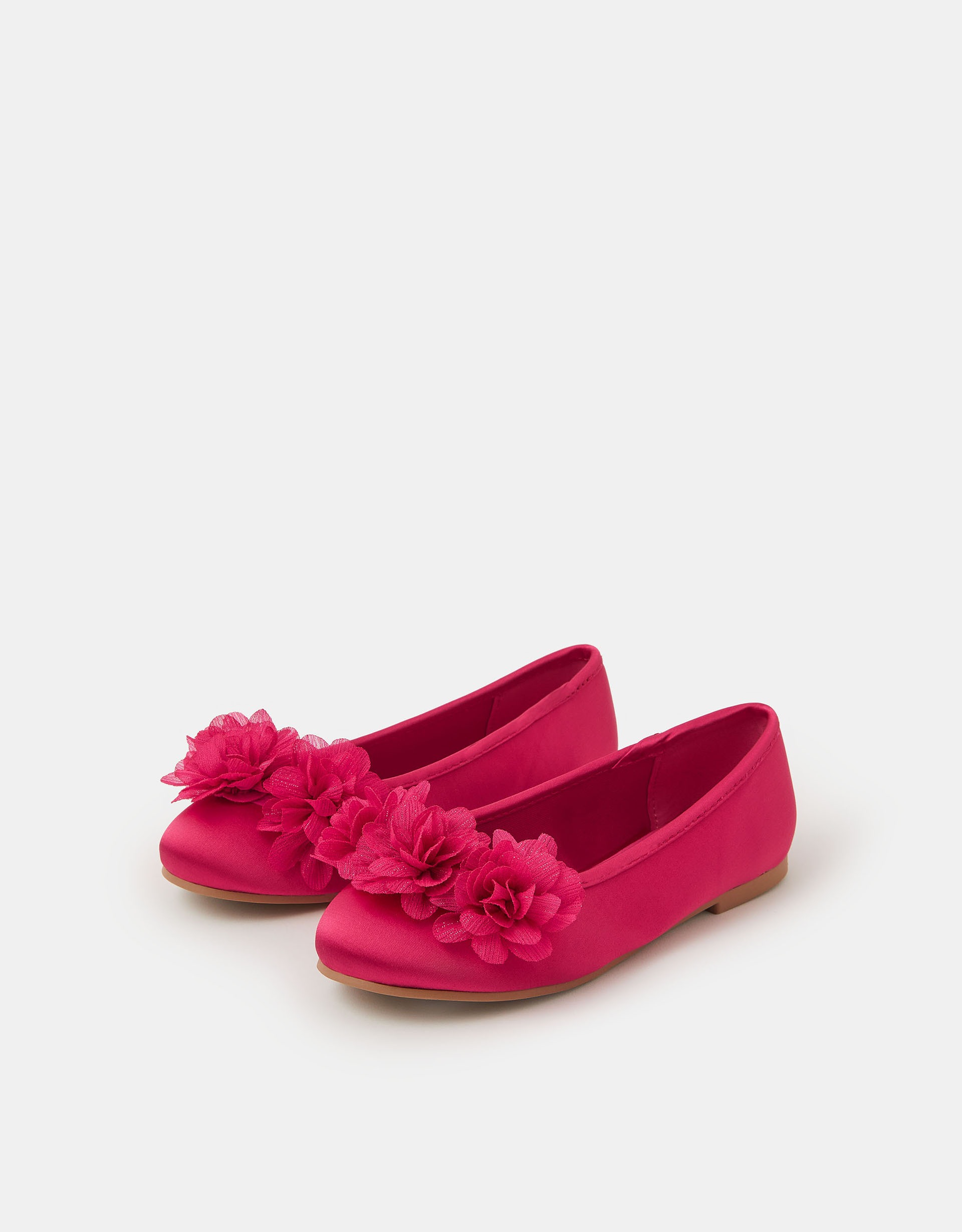 Corsage Satin Ballet Flats Red, Size: 8 - Accessorize