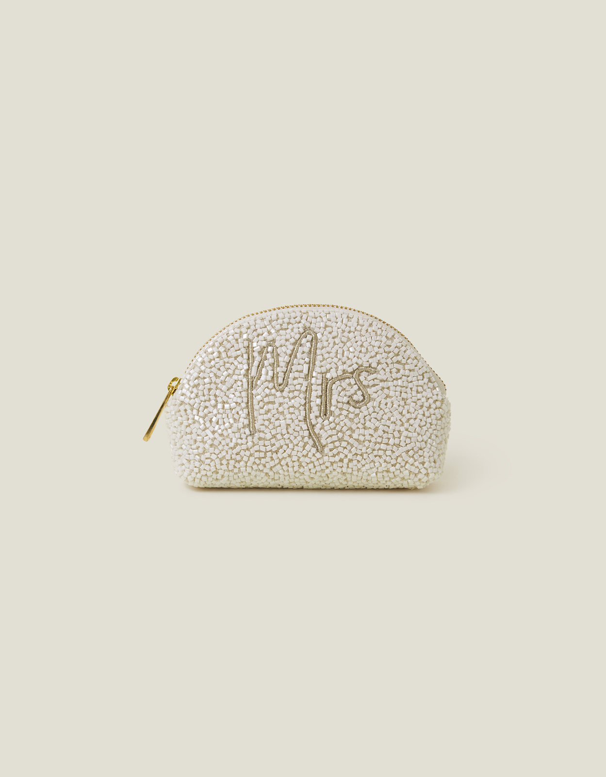 White Cotton Bridal Hand Beaded "mrs" Purse, Size: 11x16cm, Women's - Accessorize