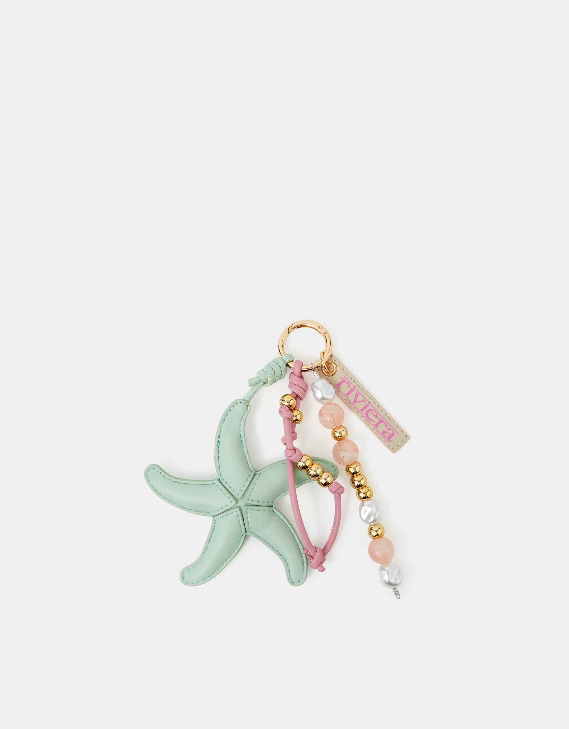 Accessorize Faux Leather Decor Starfish Bead Bag Charm, Gold