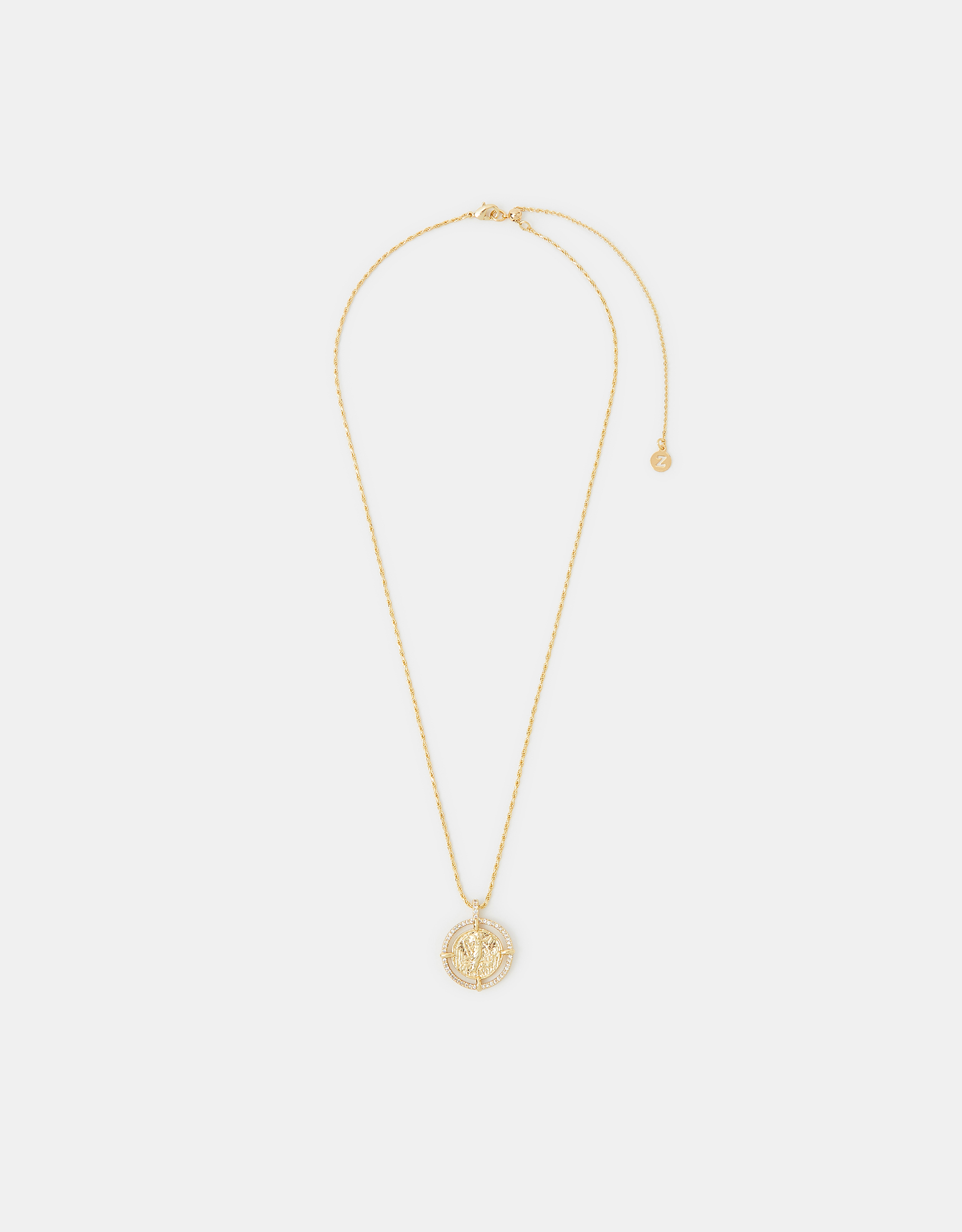 Accessorize Lace 14ct -Plated Diamanté Coin Necklace, Gold