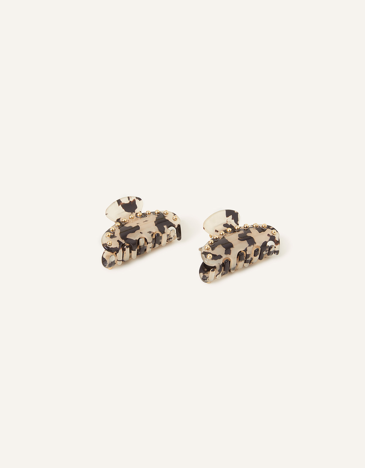 Accessorize Women's Small Studded Tortoiseshell Claw Clips Set of Two