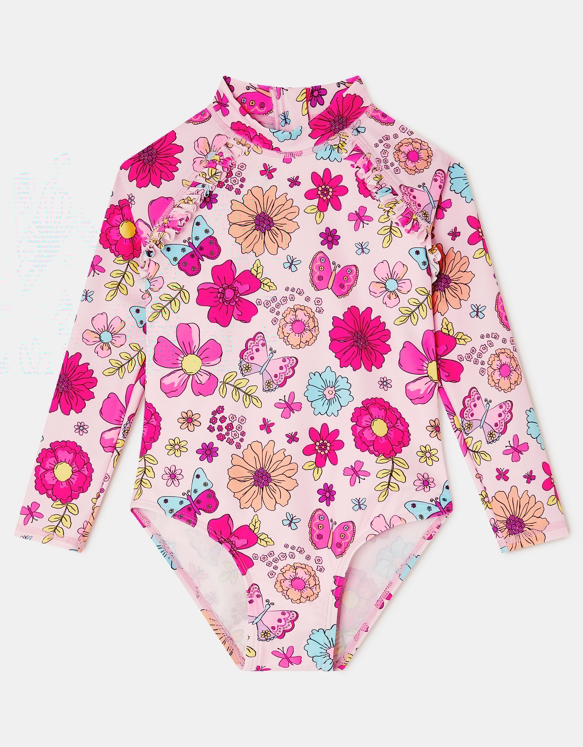Girl Retro Bloom Long Sleeve Swimsuit Multi, Size: 3-4 yrs - Accessorize