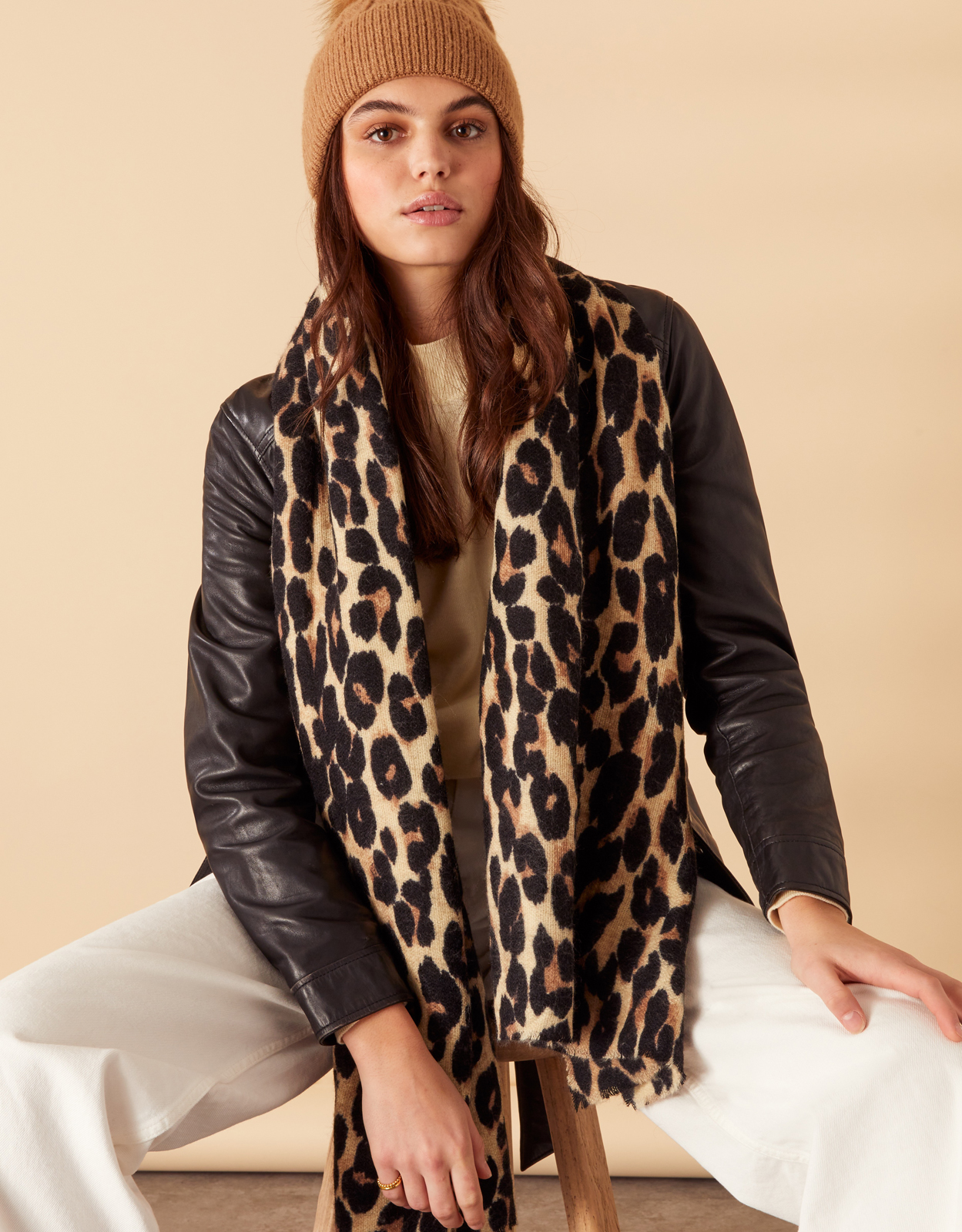 Accessorize Women's Brown and Black Leopard Print Blanket Scarf, Size: 180x90cm