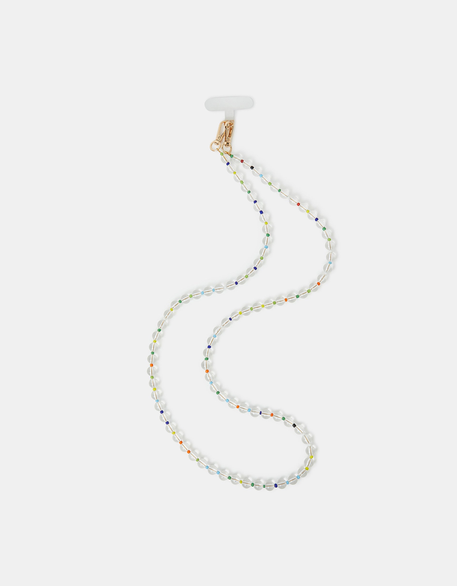 Clear Rainbow Bead Phone Strap, Size: 123cm, Women's - Accessorize