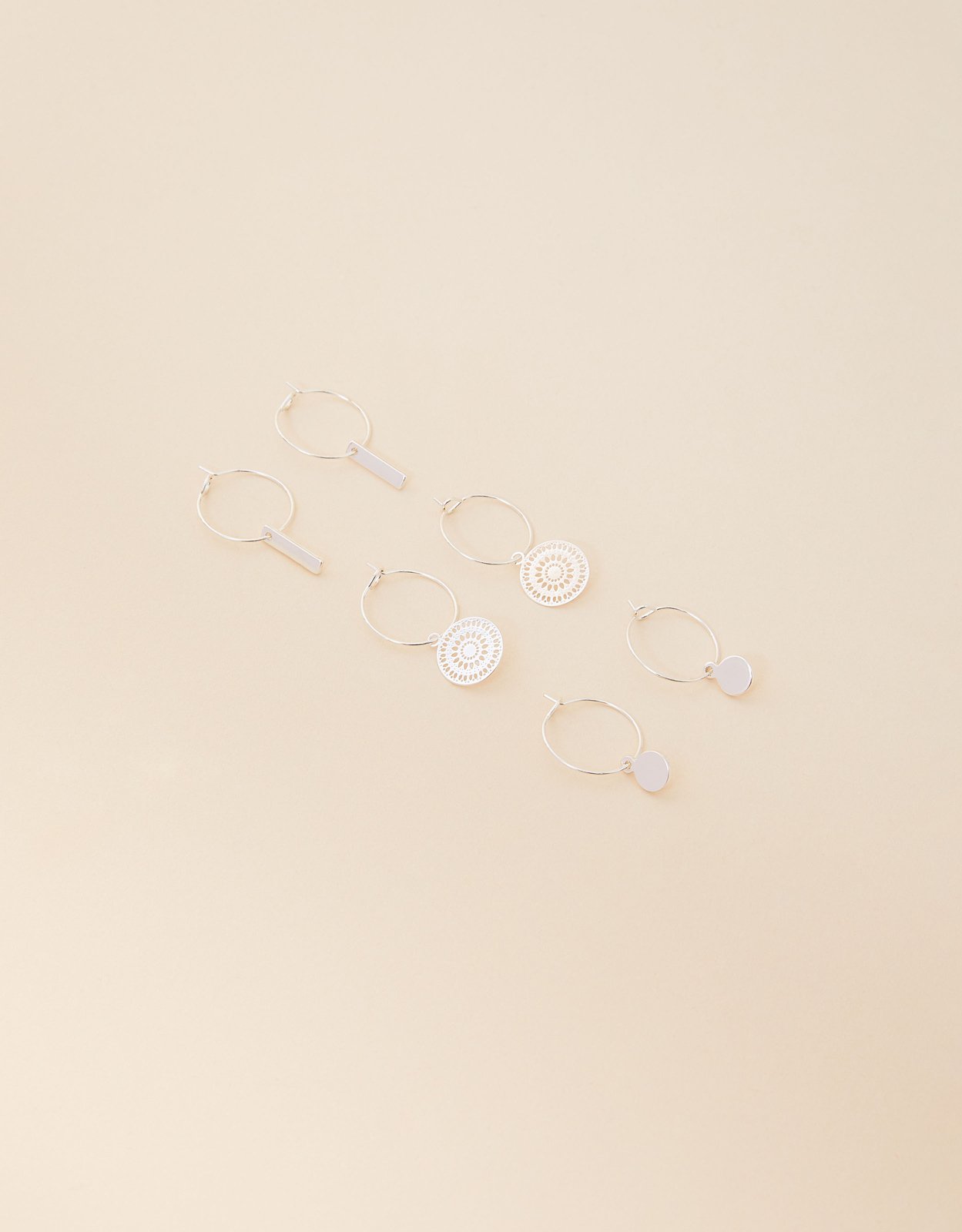 Tan Filigree Hoop Earrings Set of Three, Size: One Size, Women's - Accessorize
