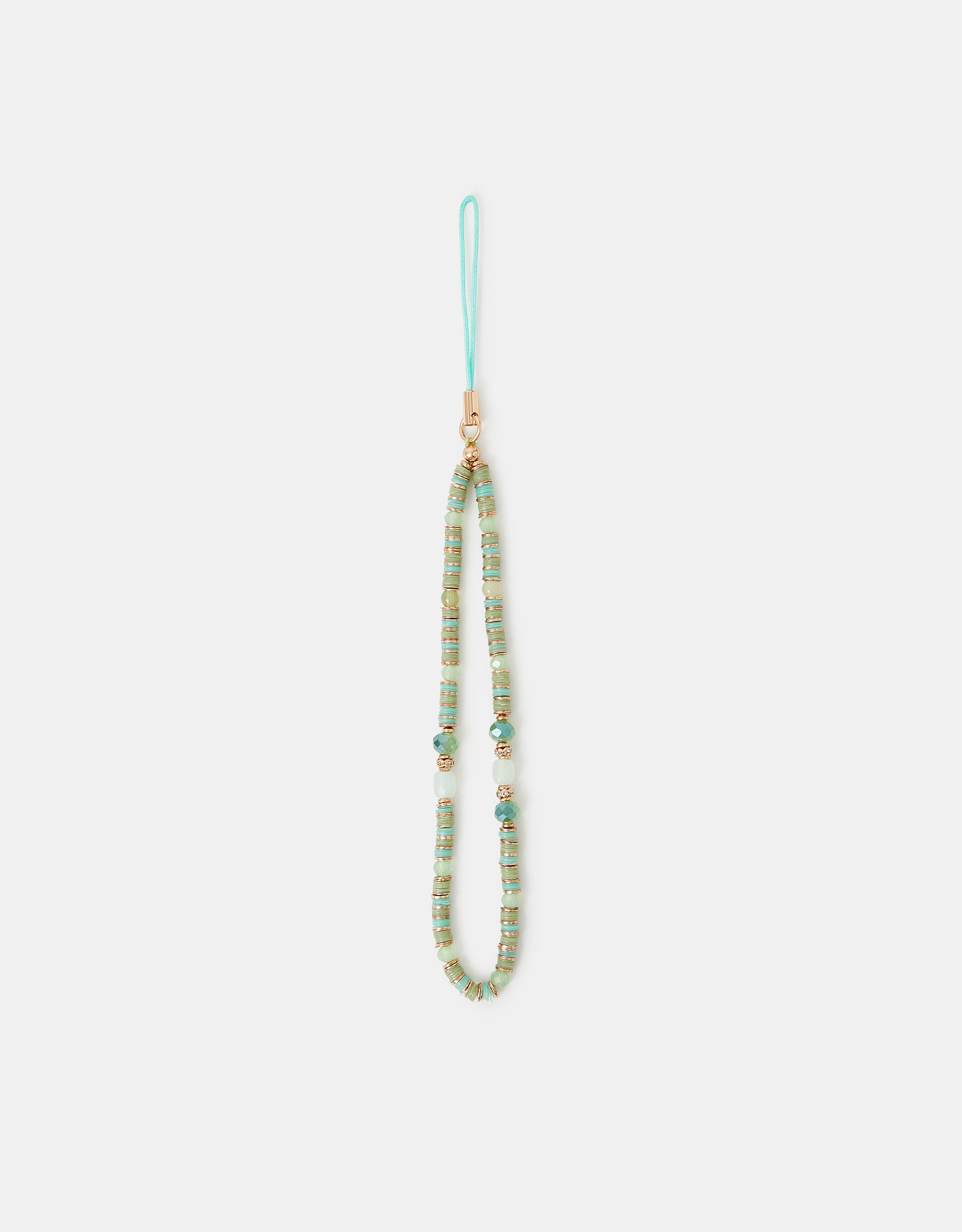 Green & Gold Plastic Disc Beaded Phone Charm, Women's - Accessorize