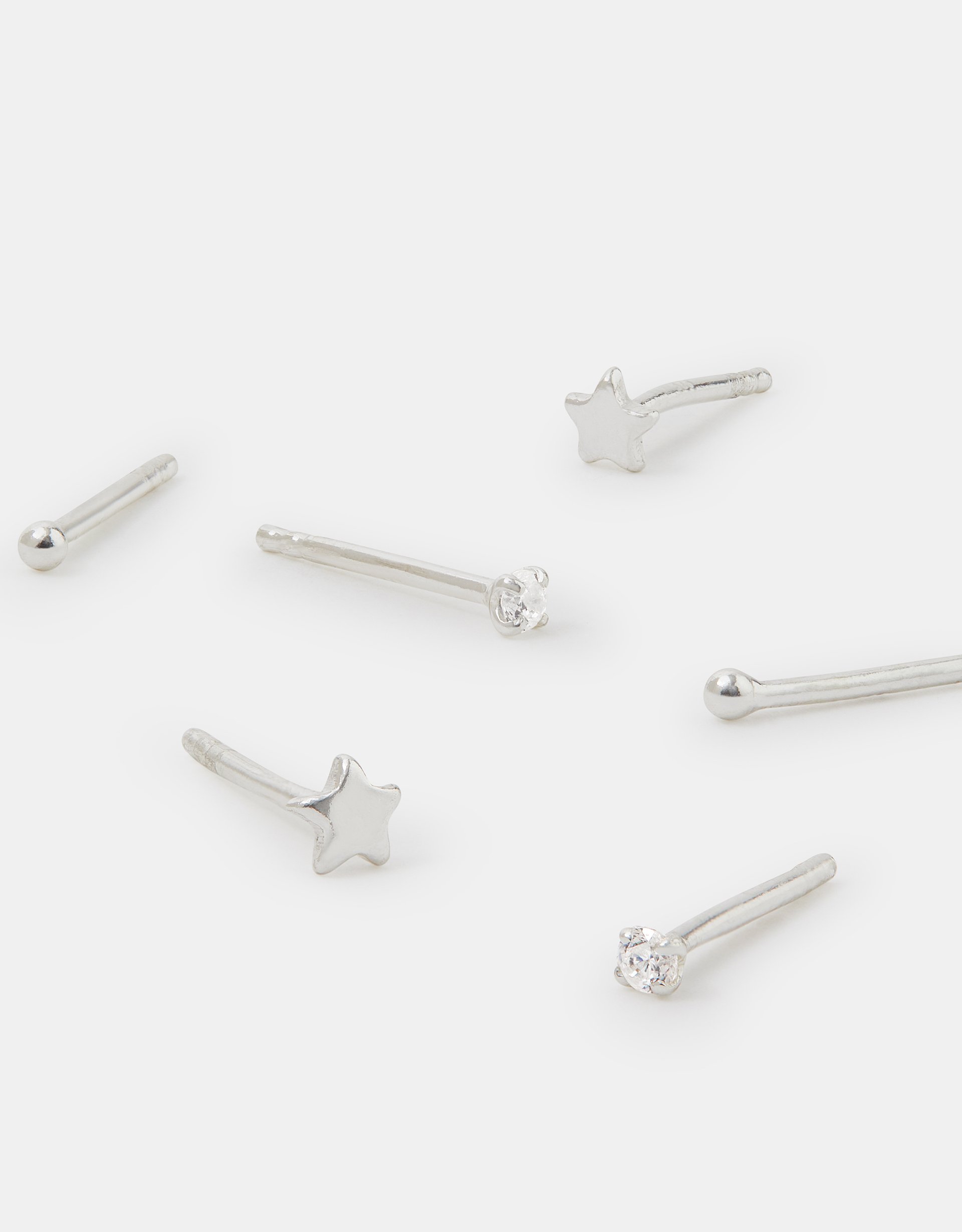 3-Pack Sterling Silver Star Stud Earrings, Size: 0.4cm - Accessorize