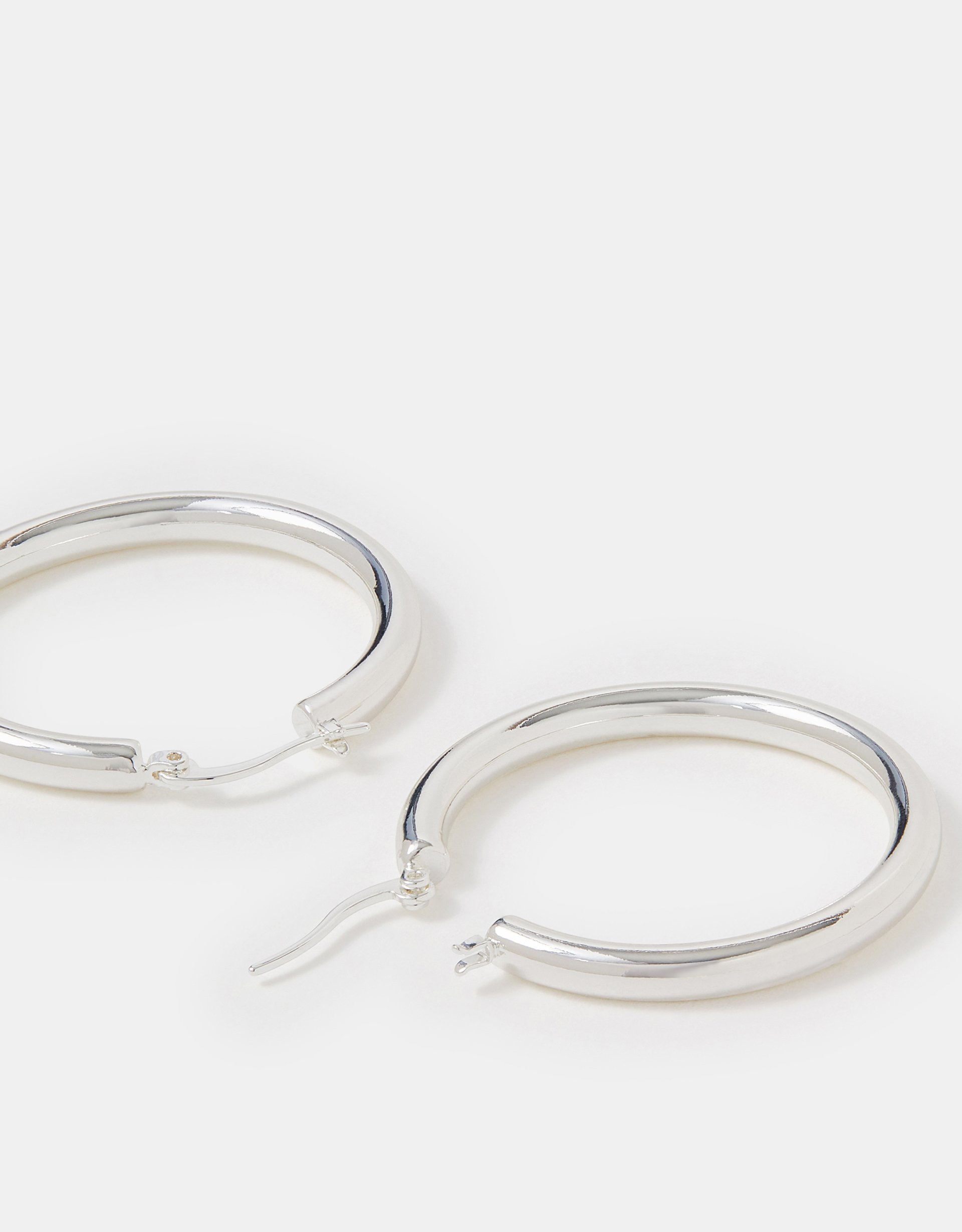 Accessorize Tile Sterling Silver-Plated Tube Hoop Earrings, Tan