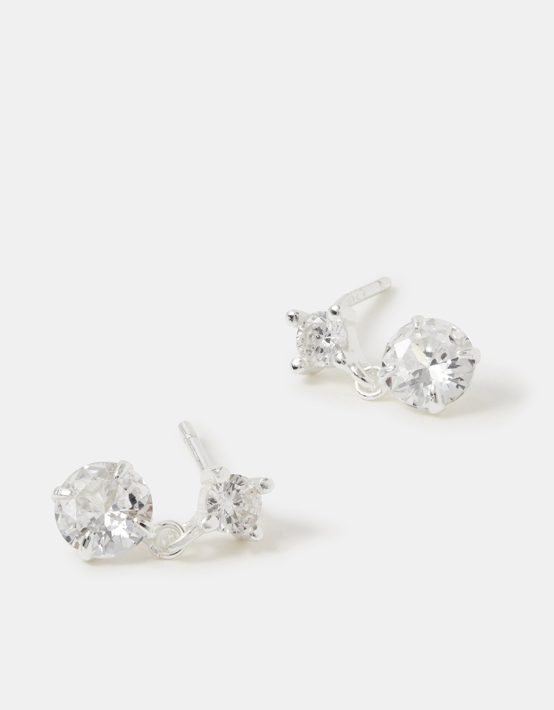 Accessorize Sterling Silver Stone Drop Stud Earrings