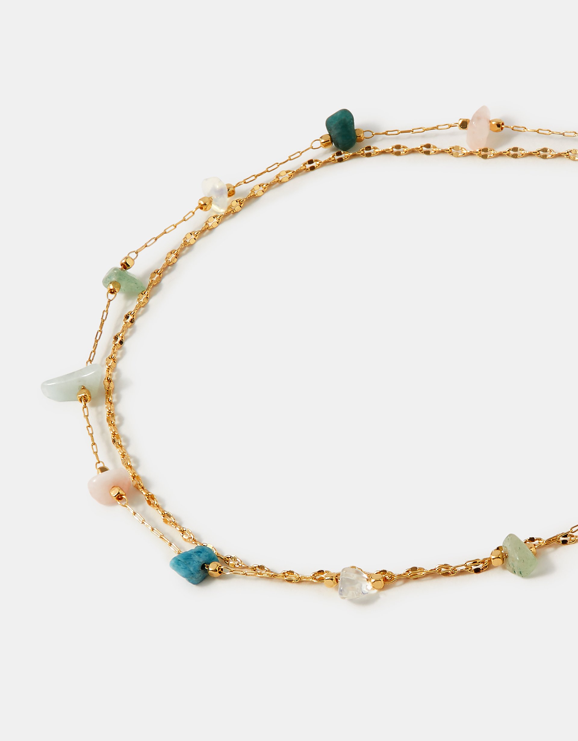 Accessorize 14ct -Plated Semi Precious Anklet, Gold