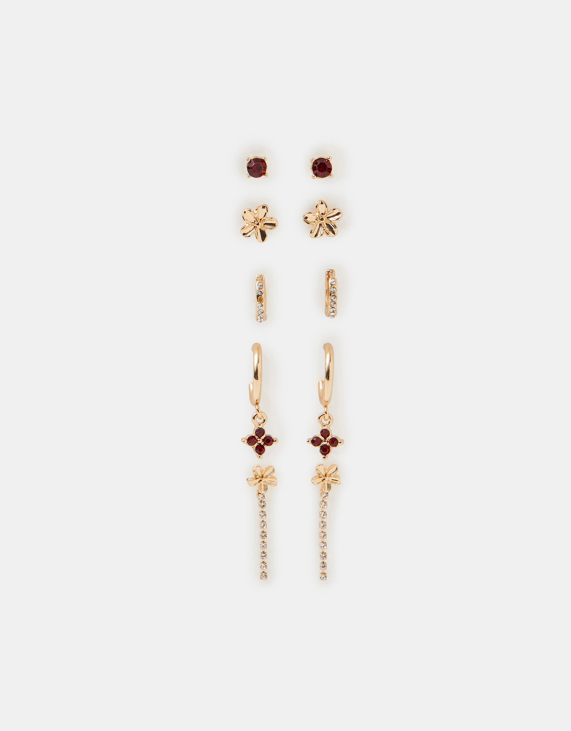 Accessorize 5-Pack Flower Stud & Hoop Earrings, Gold