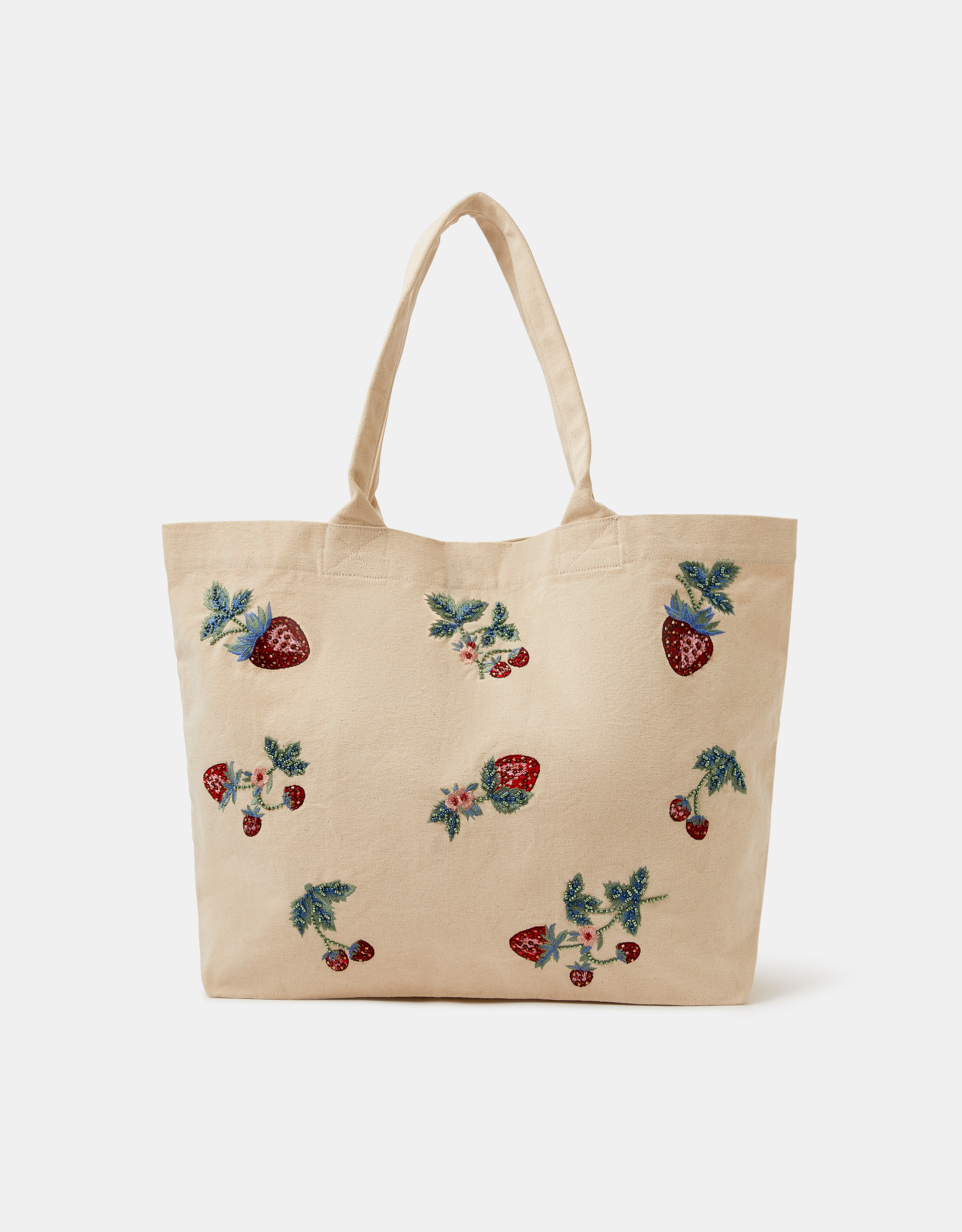 Accessorize Cotton Strawberry Embellished Shopper Bag
