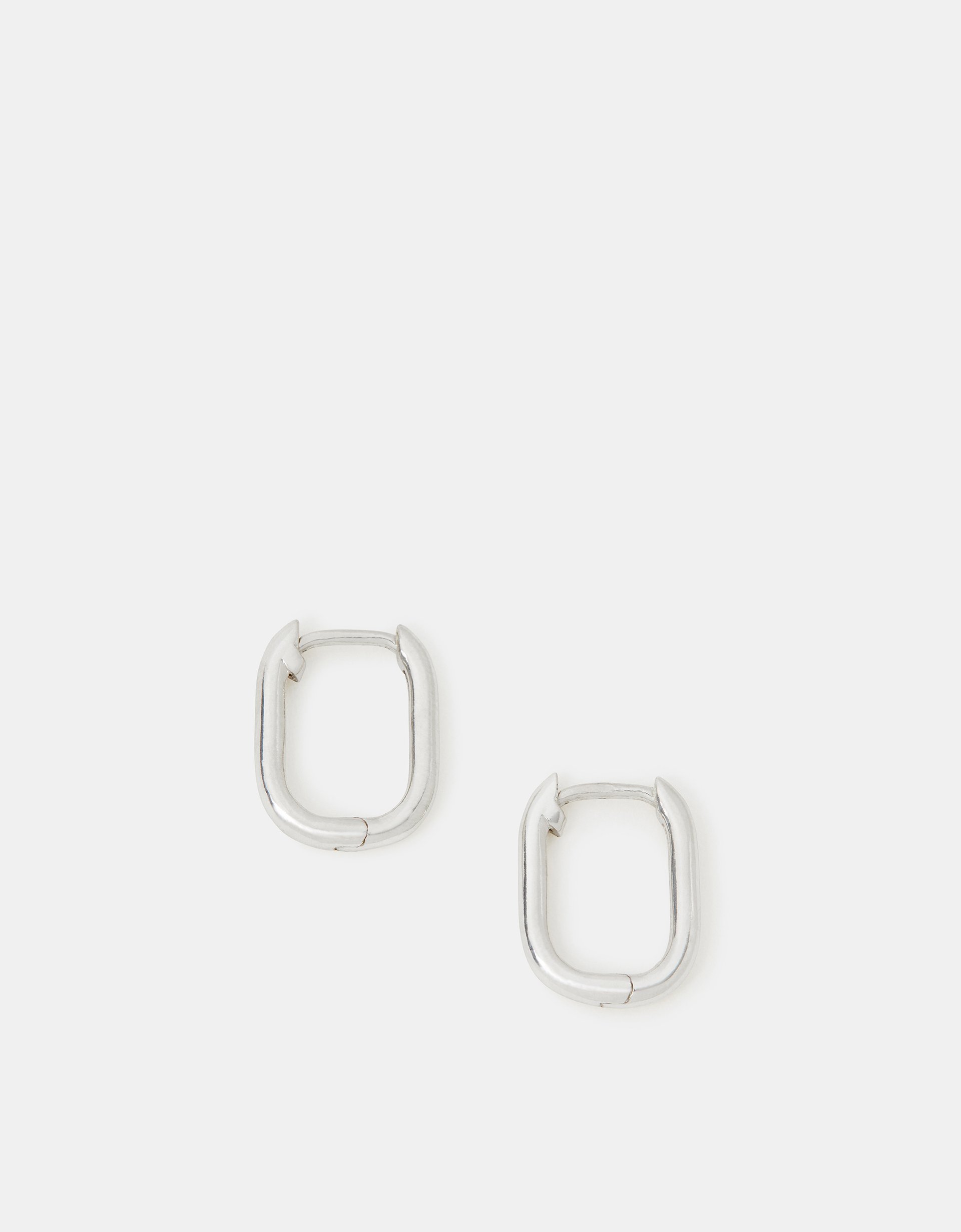 Accessorize Sterling Silver Rectangular Huggie Hoop Earrings, Tan