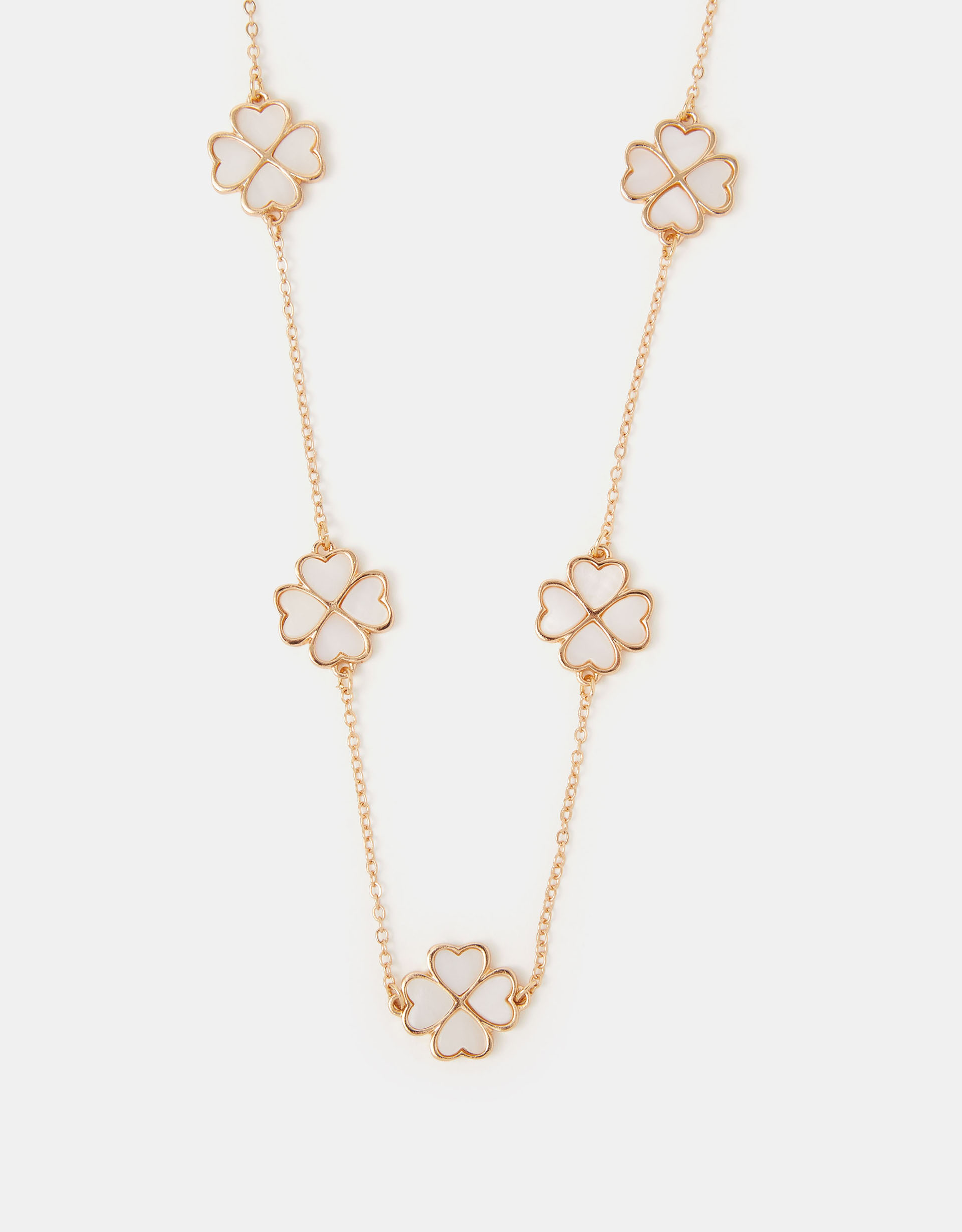 Gold Lucky Clover Station Necklace - Accessorize