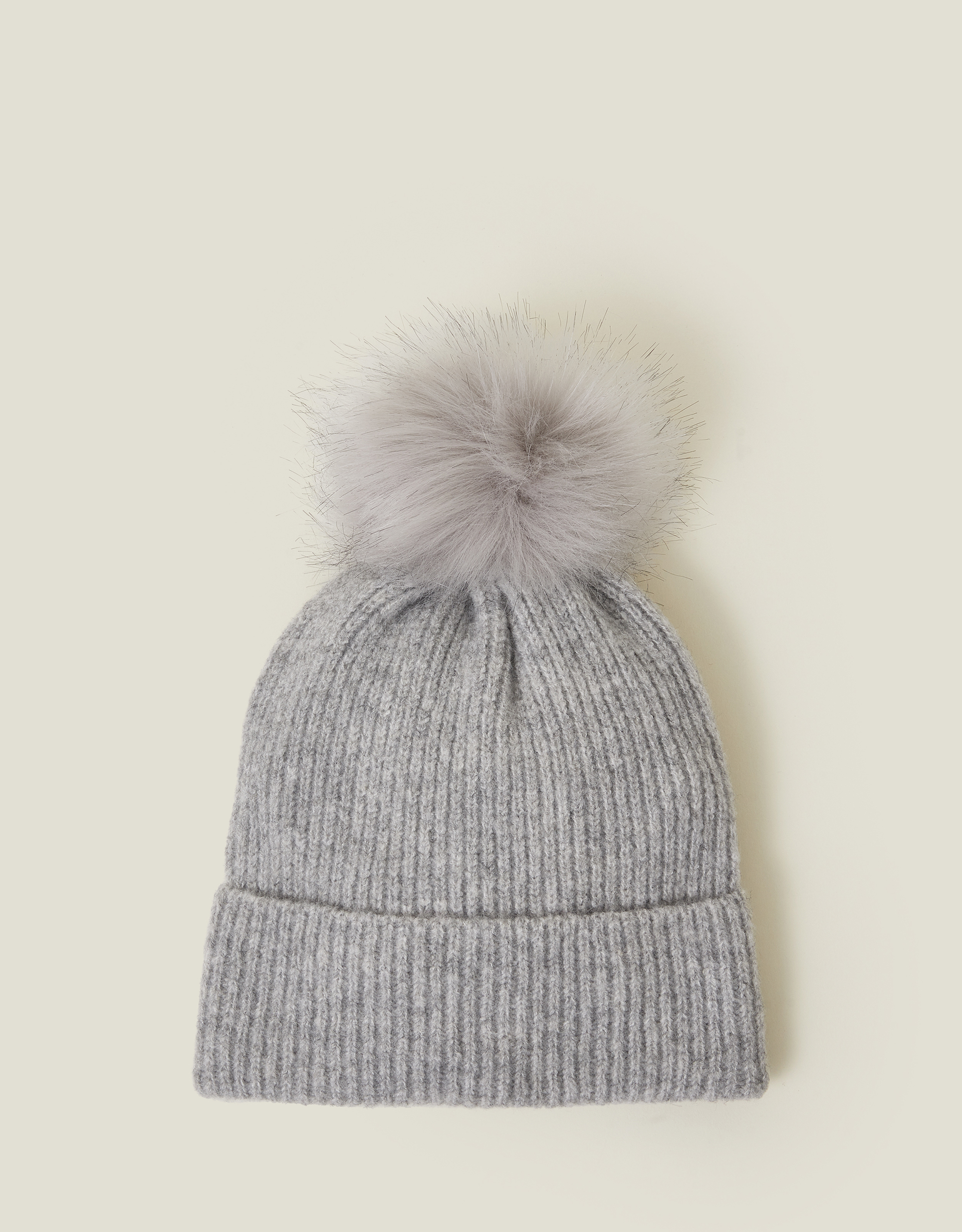 Accessorize Knit Pom-Pom Beanie Grey