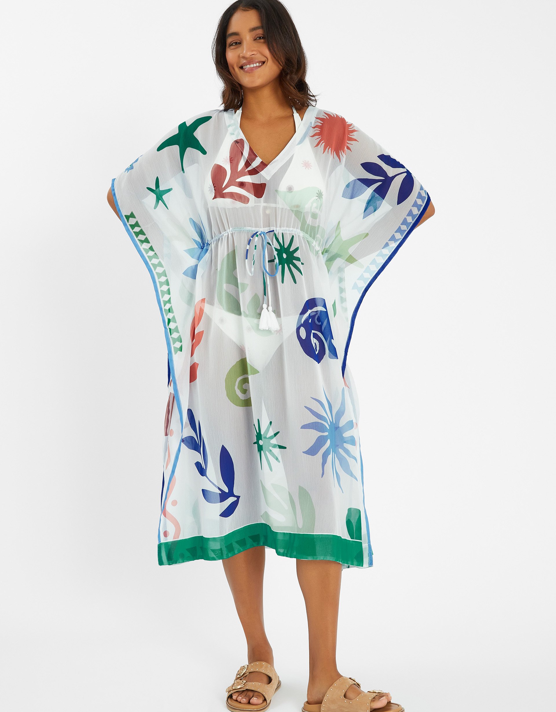 Summer Print Kaftan Ivory, Size: S - Accessorize