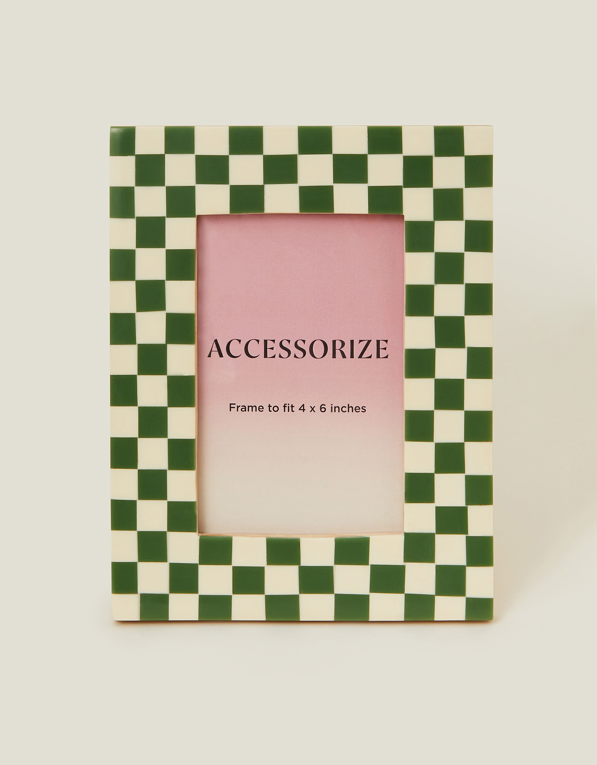 Green & White Checkerboard Photo Frame, Size: 4x6 Inch - Accessorize