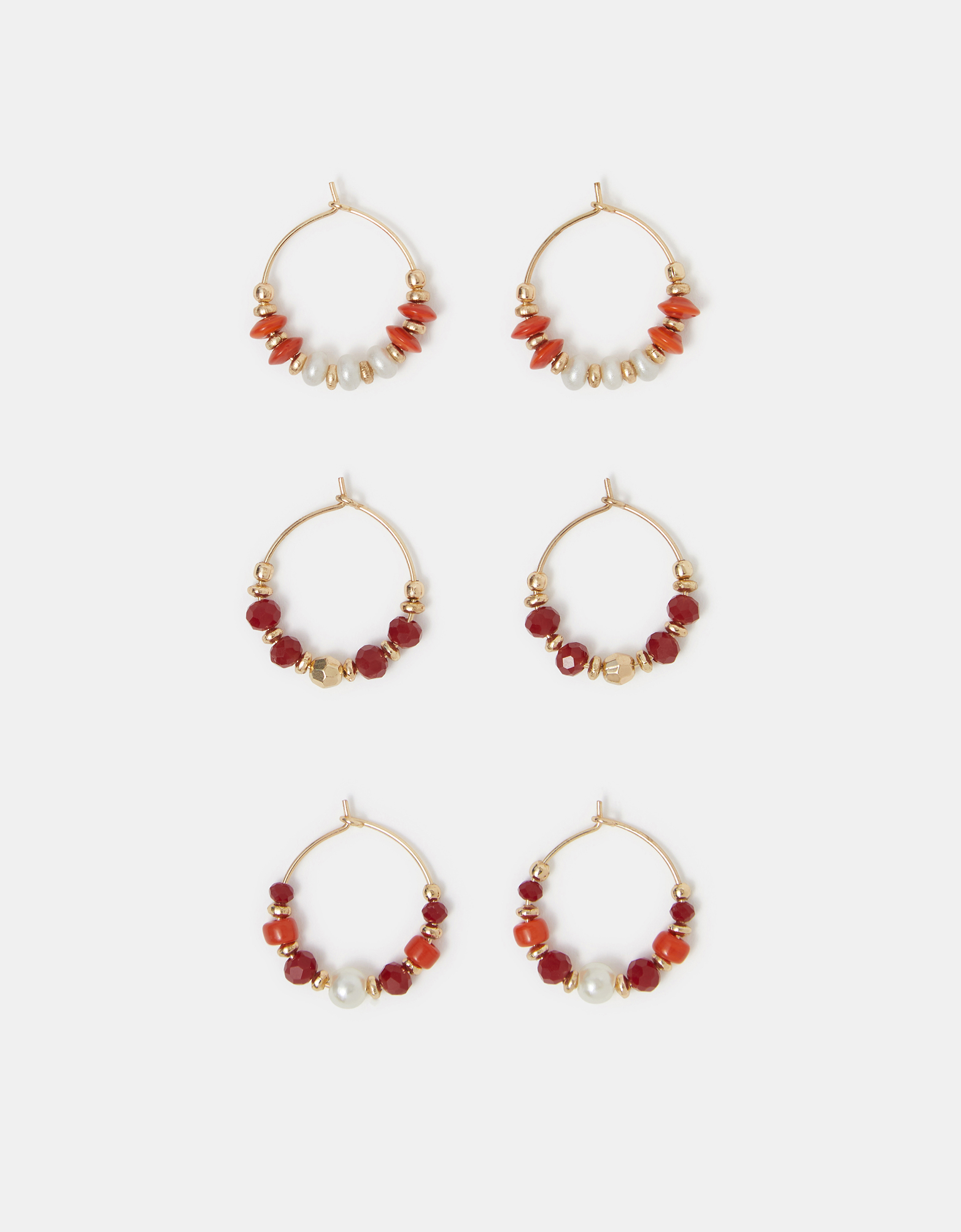 Accessorize Decor 3-Pack Beaded Hoop Earrings, Orange