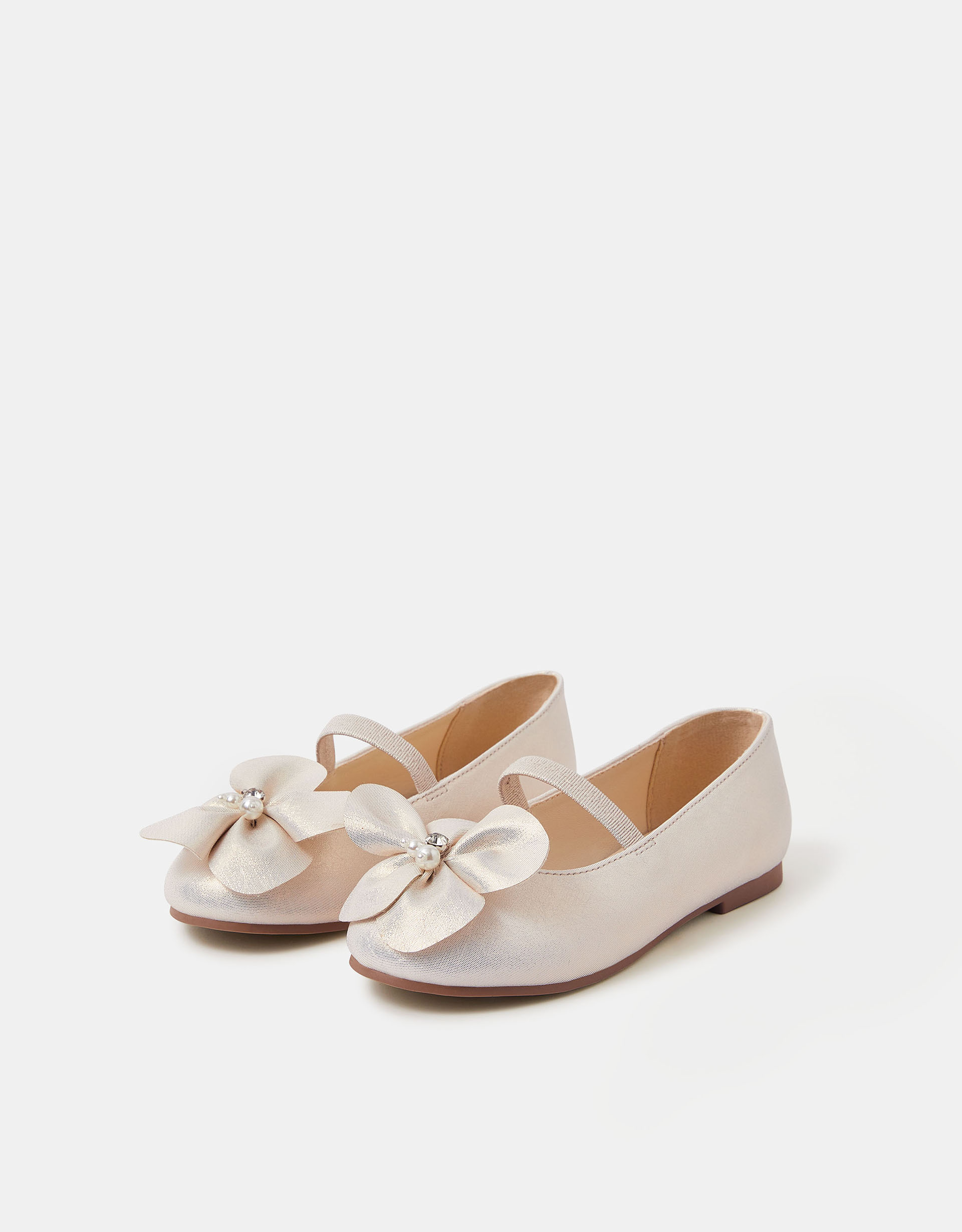 Accessorize Floral Girls Appliqué Flower Ballet Flats, Gold, Size: 13