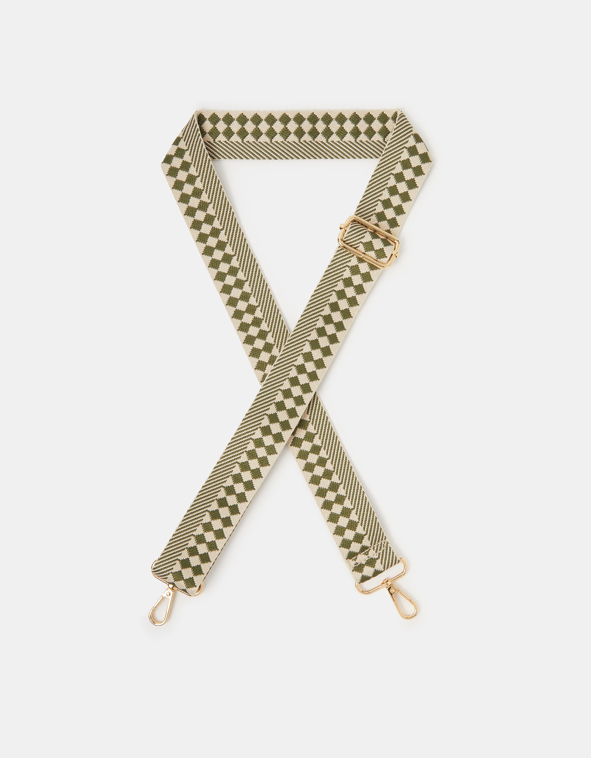 Gold Checkerboard Stripe Bag Strap - Accessorize