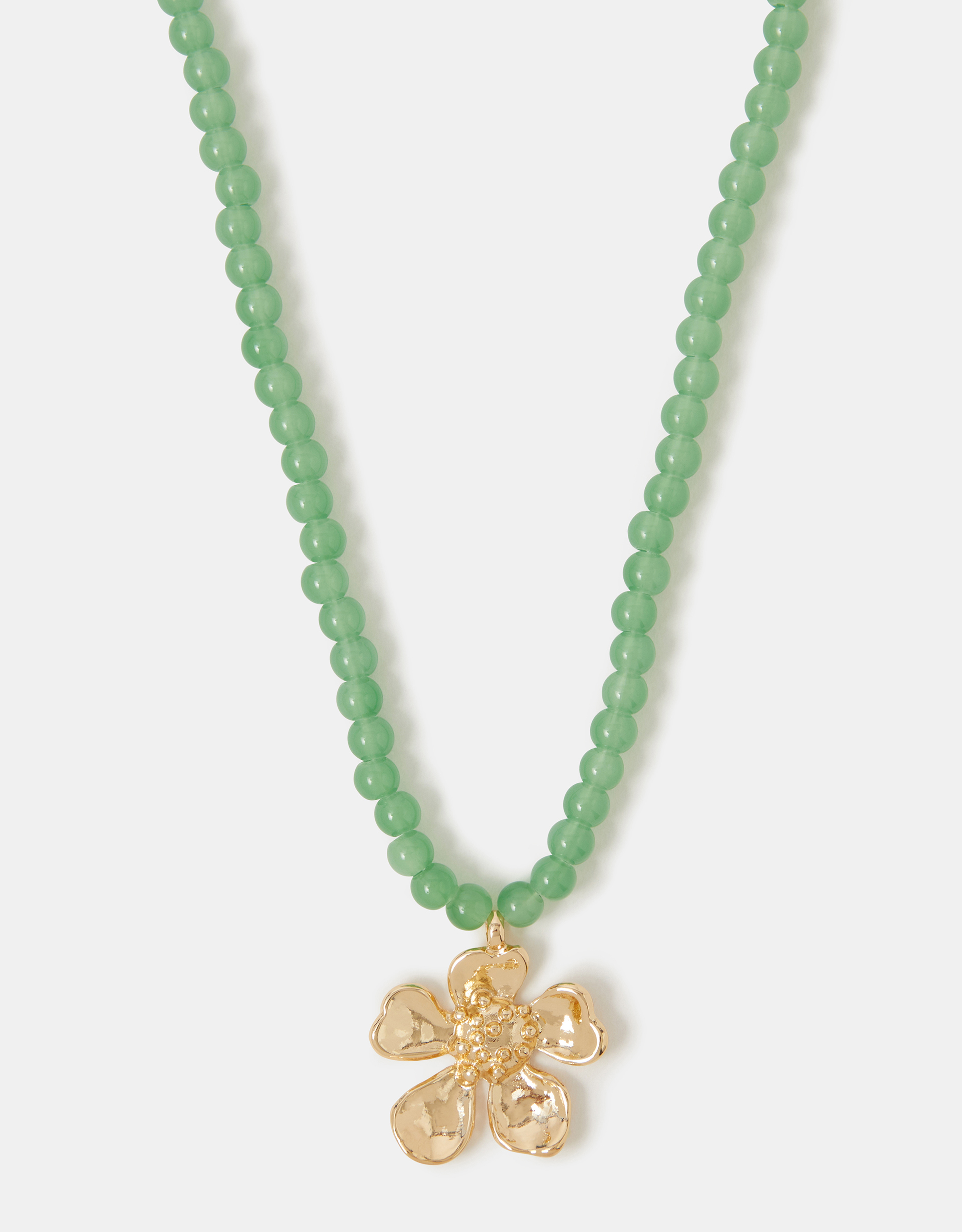Gold Flower Beaded Pendant Necklace - Accessorize