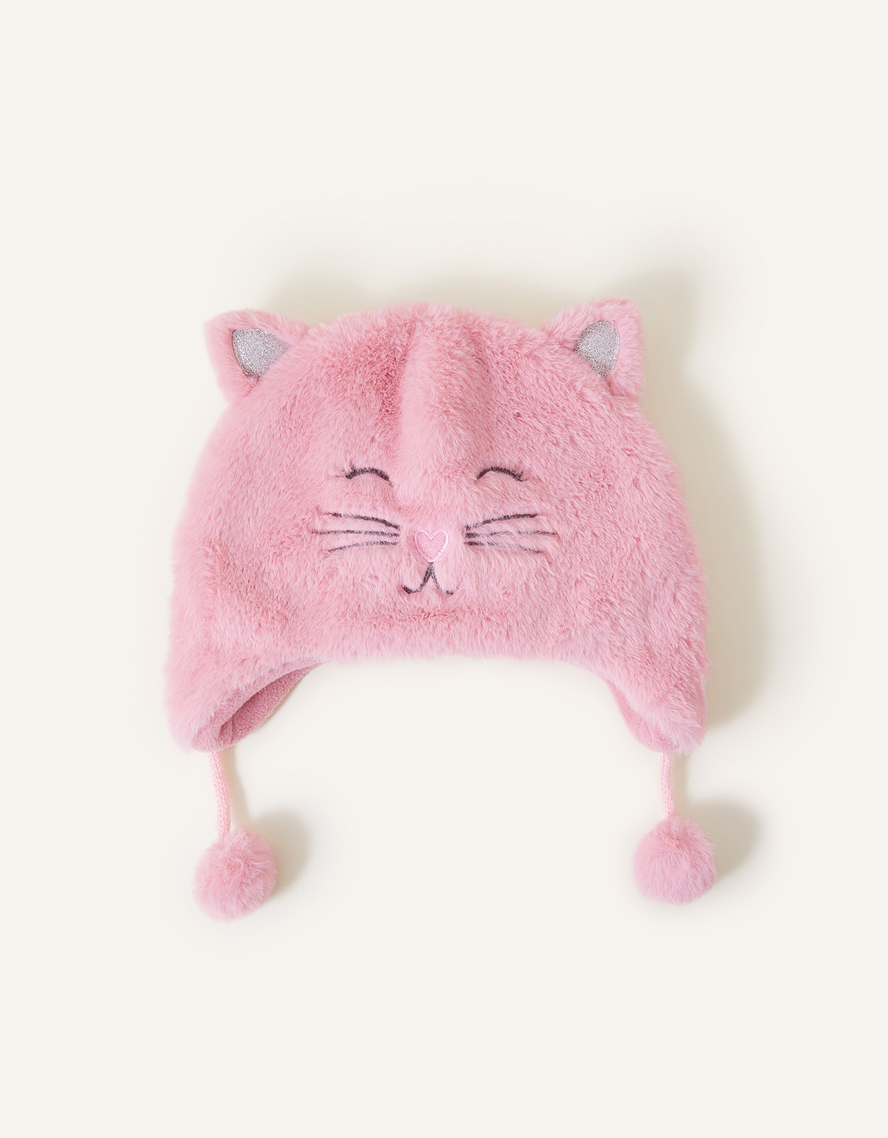 Accessorize Women's Faux Fur Fluffy Cat Chullo Hat Pink, Size: 3-6 yrs