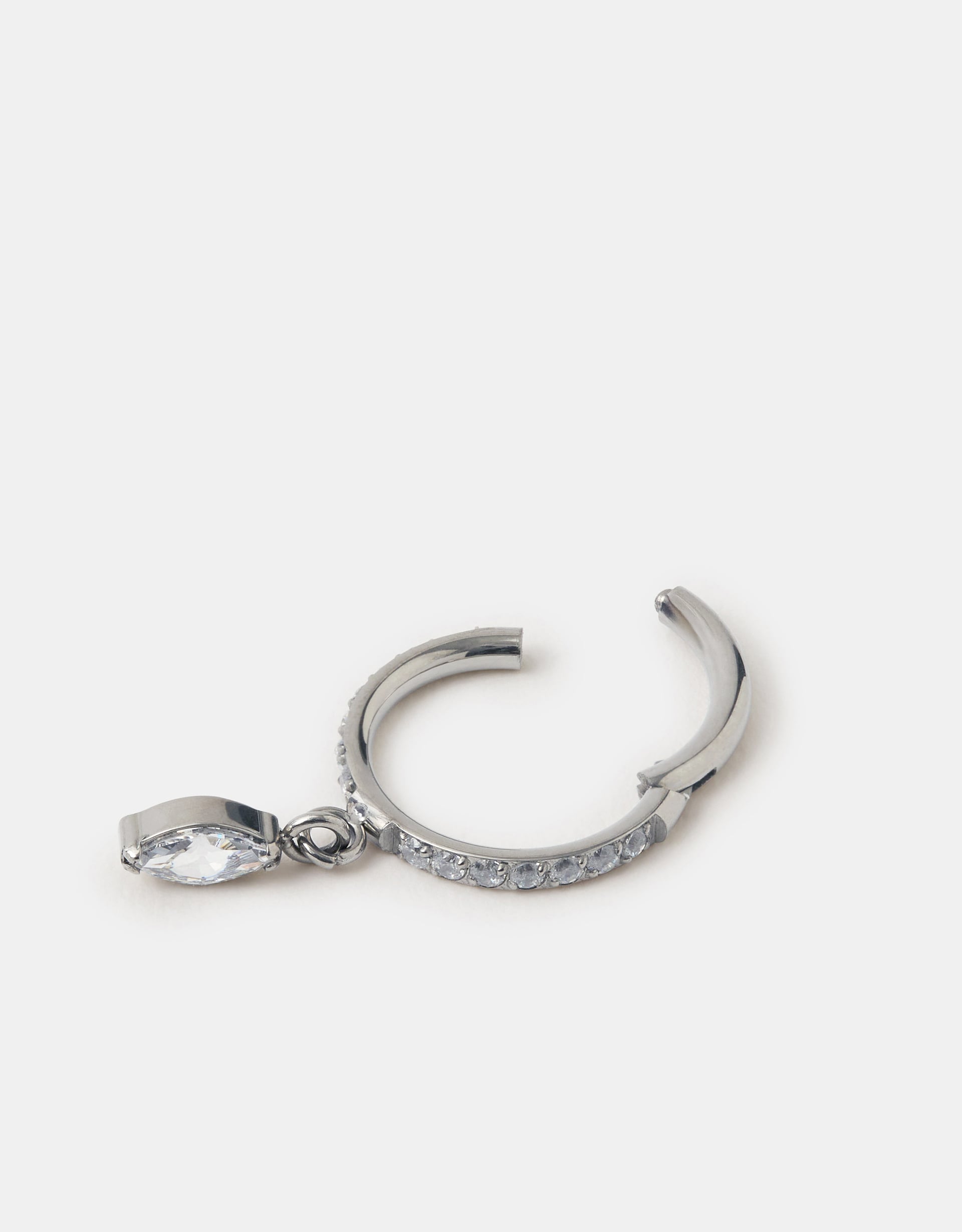 Accessorize Marquise Drop Titanium Hoop Earring, Tan