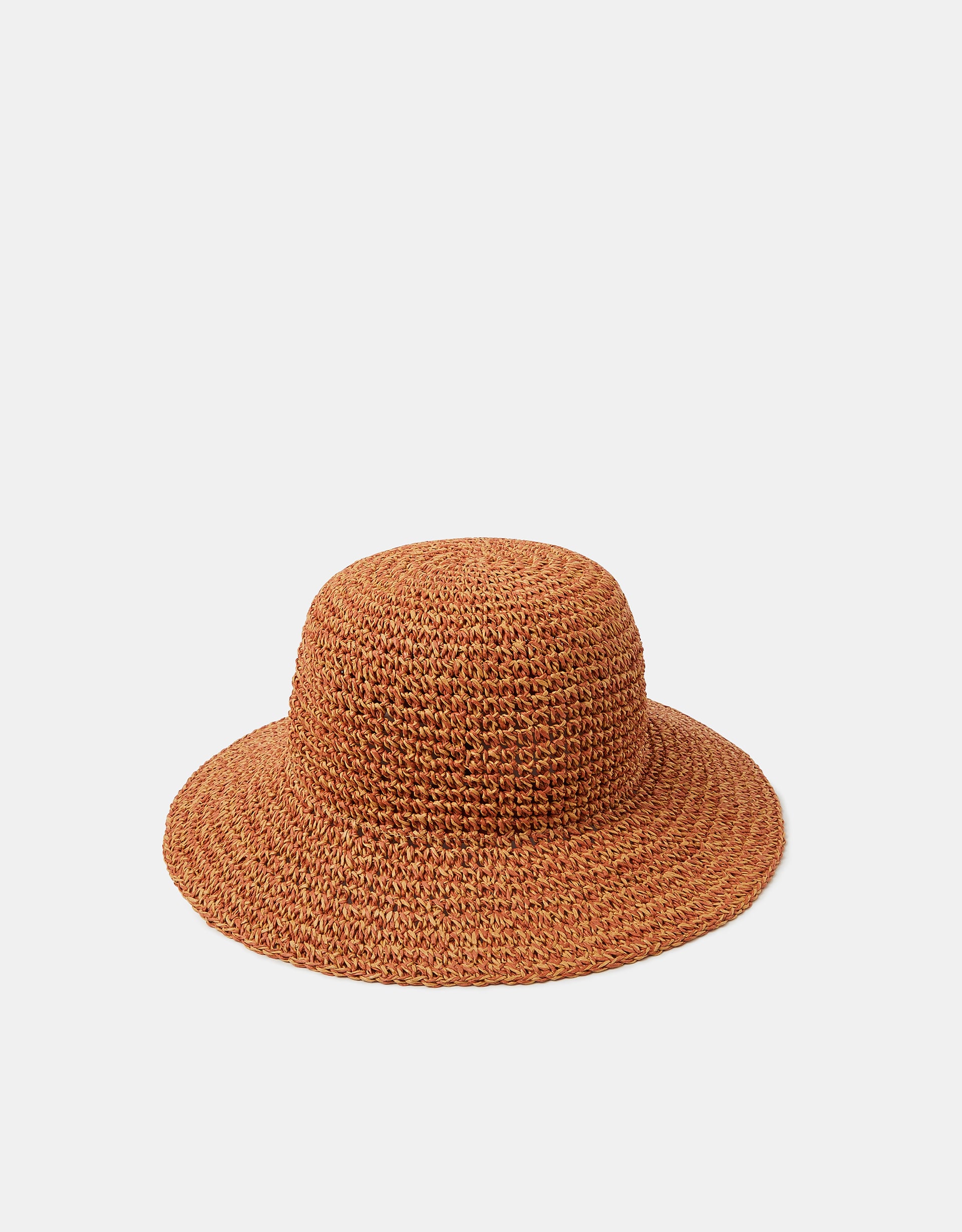 Accessorize Crocodile Print Crochet Straw Bucket Hat, Tan