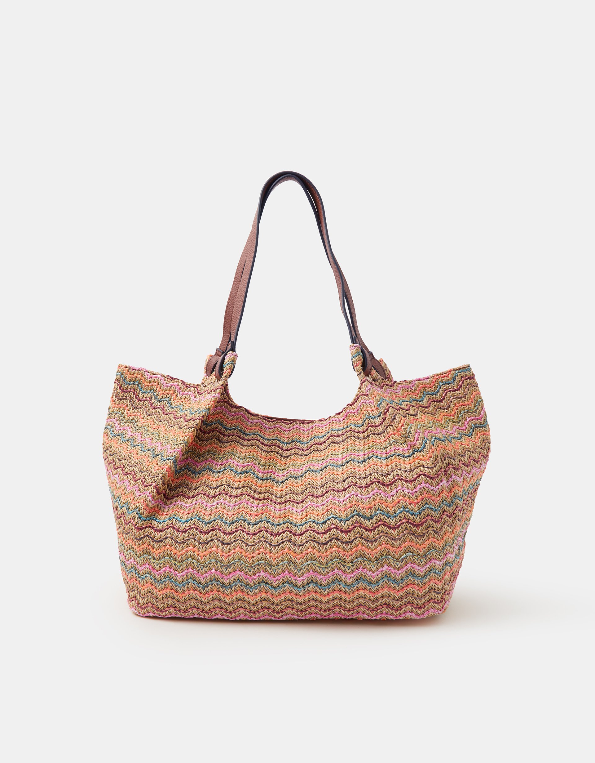 Stripe Raffia Tote Bag - Accessorize