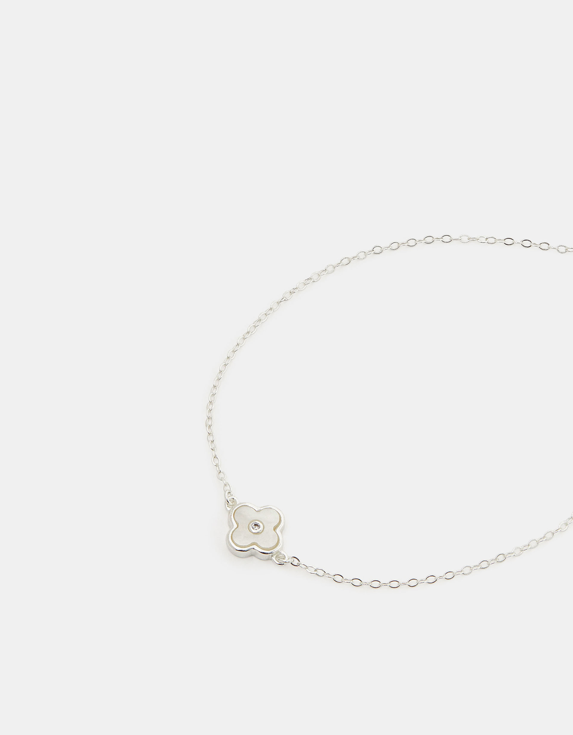 Sterling Silver Mother of Pearl Clover Bracelet - Accessorize