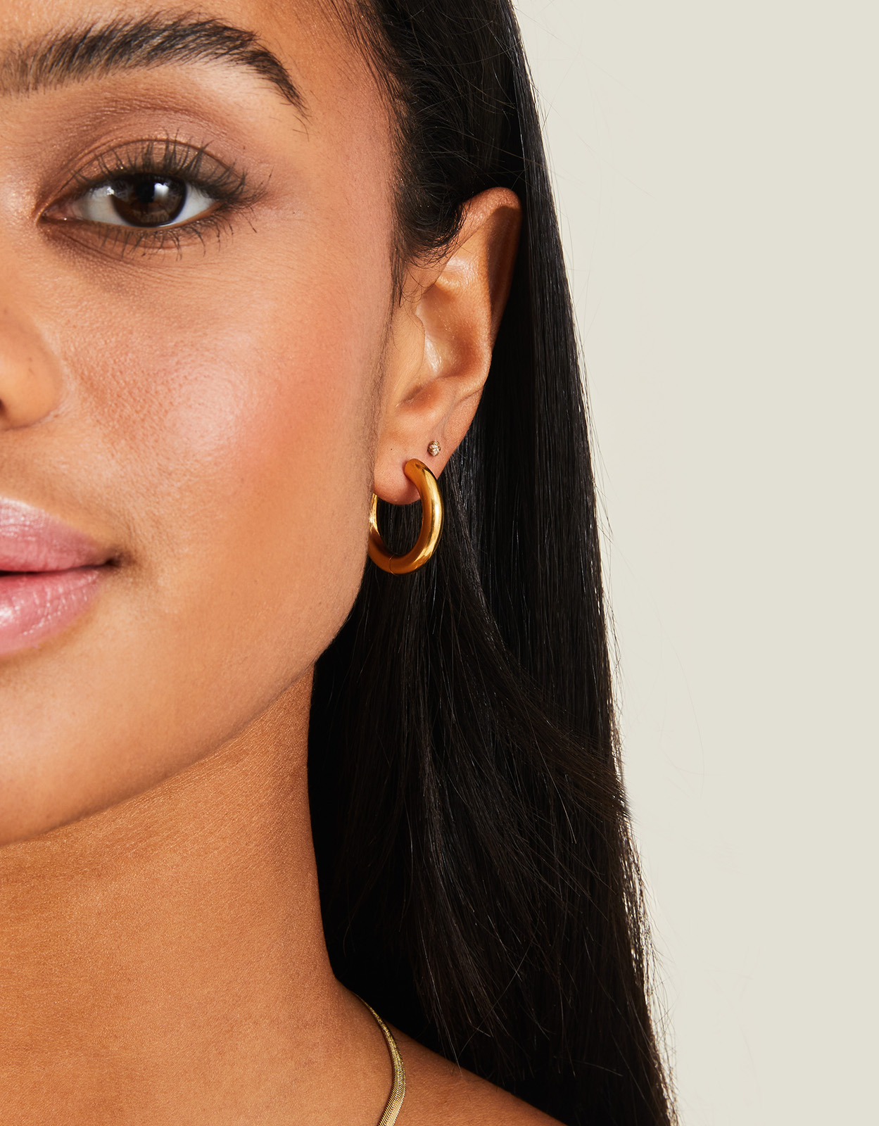 Tan Stainless Steel Chunky Hoops, Women's - Accessorize