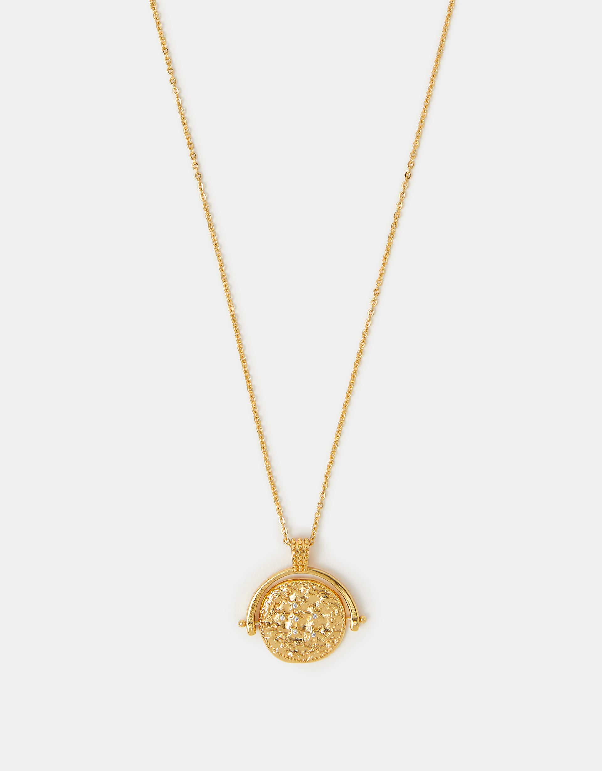 Accessorize Lace Star 14ct -Plated Coin Spinner Pendant Necklace, Gold