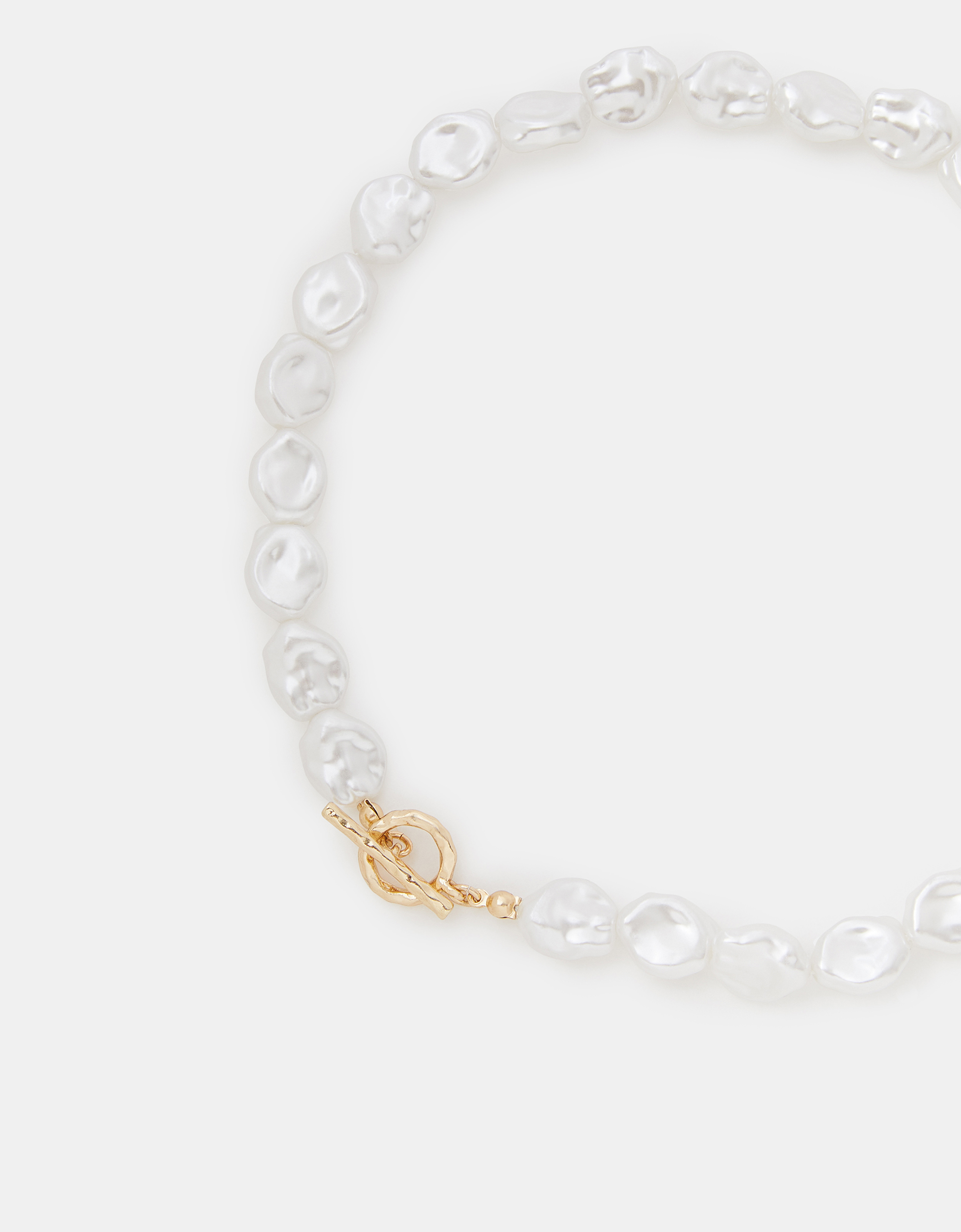 Gold Faux Pearl T-bar Collar Necklace - Accessorize