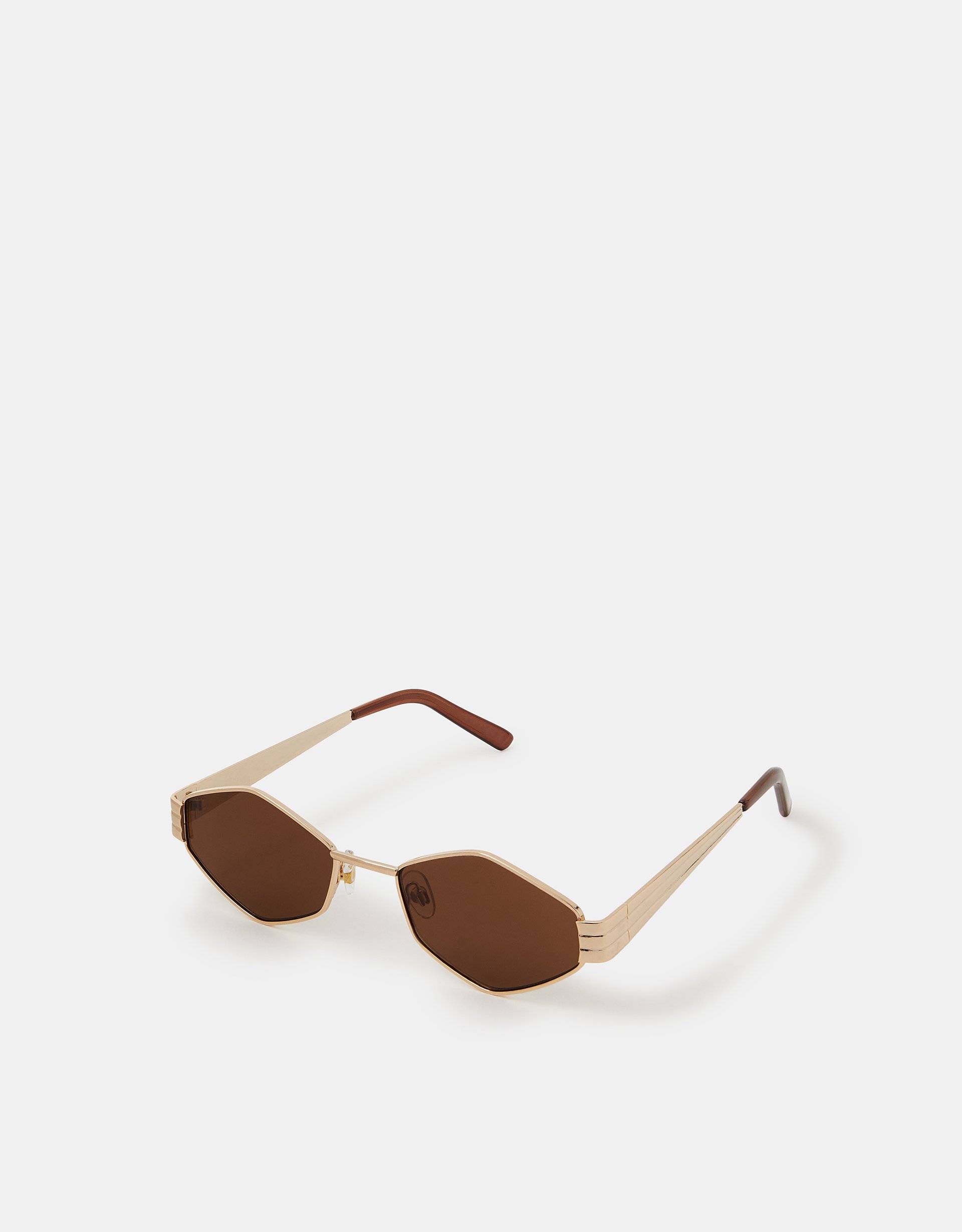 Brown Hexagonal Metal Sunglasses - Accessorize