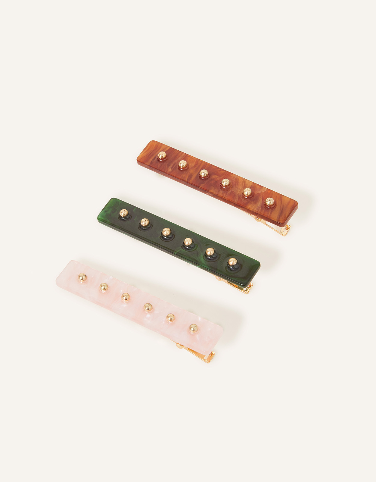 Accessorize Women's Stud Resin Salon Clips Set of Three