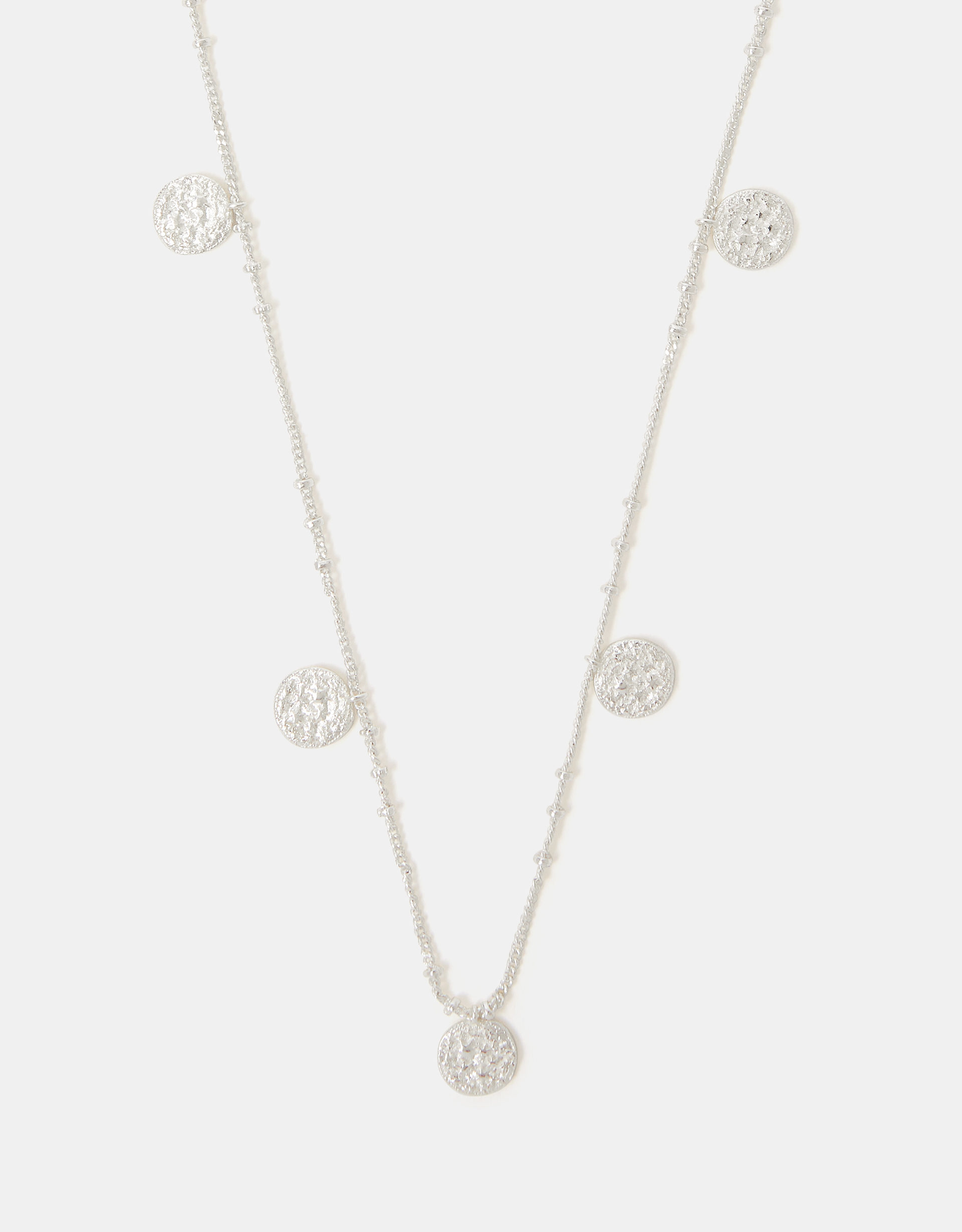 Accessorize Lace Decor Sterling Silver-Plated Coin Charm Necklace, Red