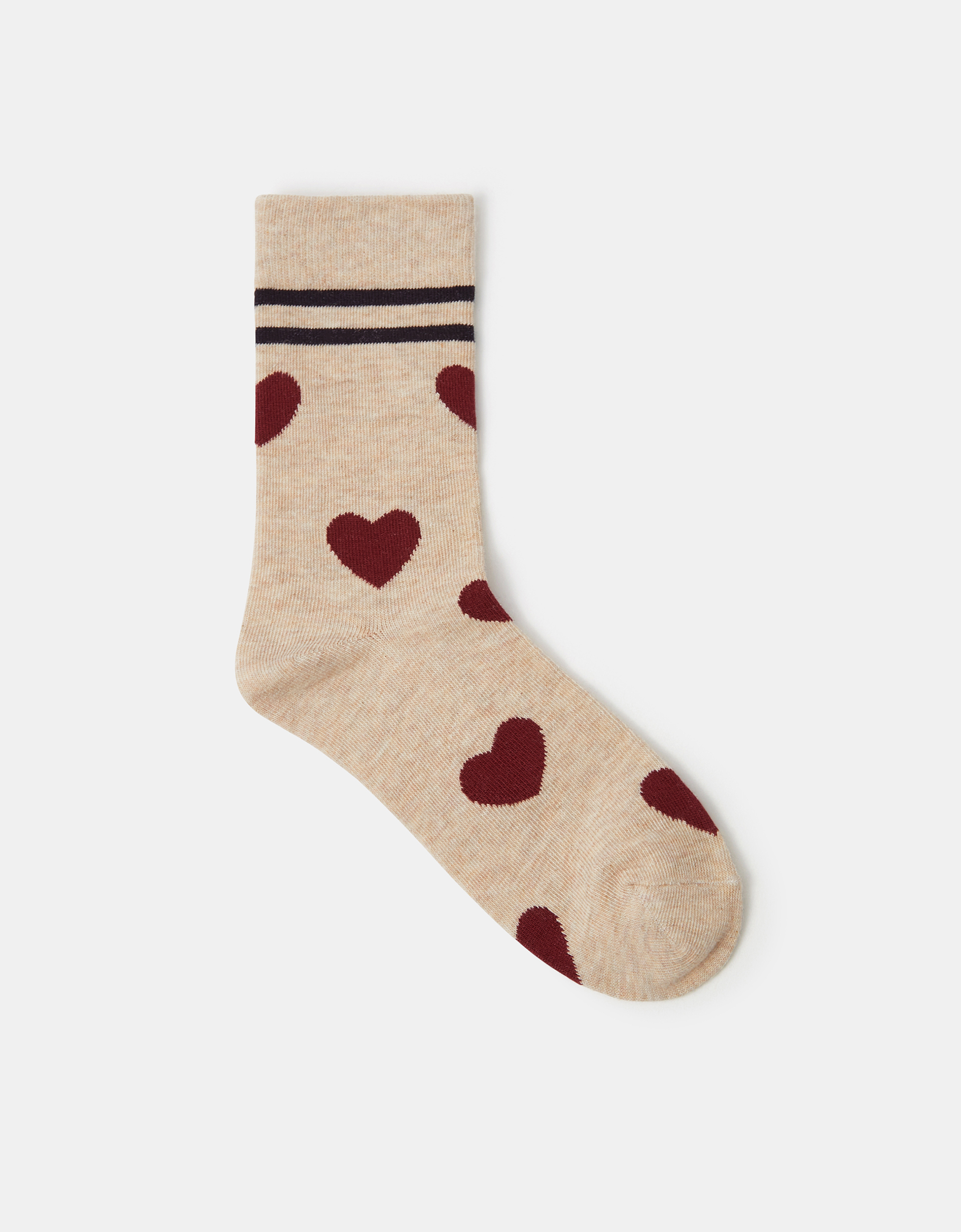 Accessorize Cotton Heart Print Socks, Tan