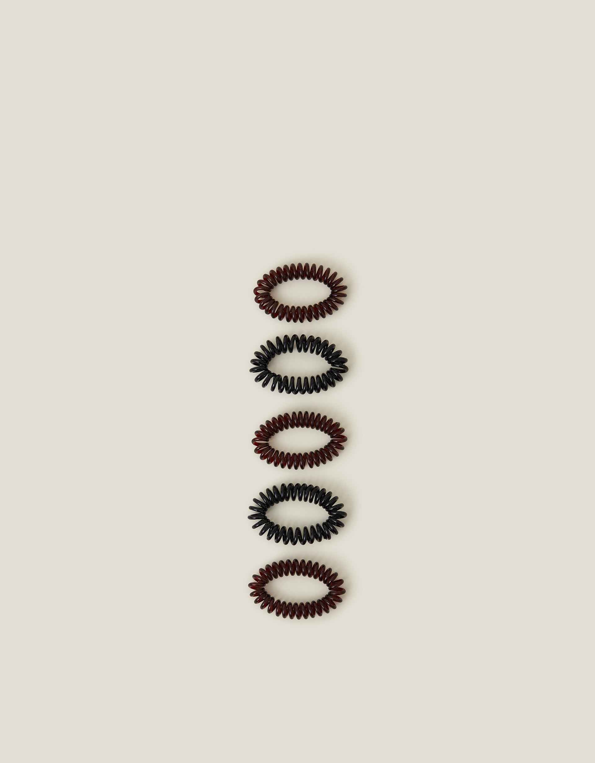 Black Elasticated Spiral Hairbands 5 Pack, Size: One Size, Women's - Accessorize