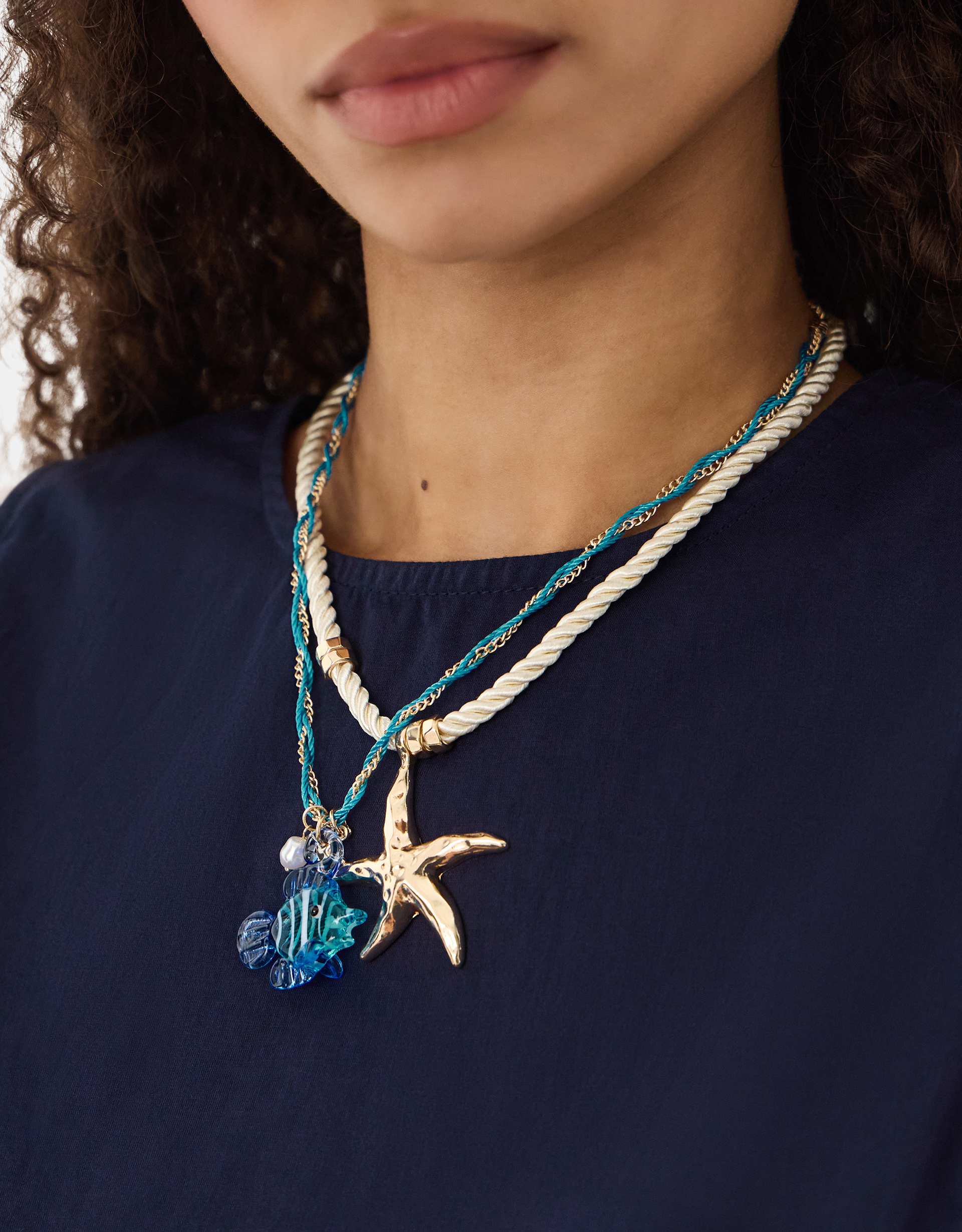 Gold 2-Pack Starfish Cord Pendant Necklaces - Accessorize