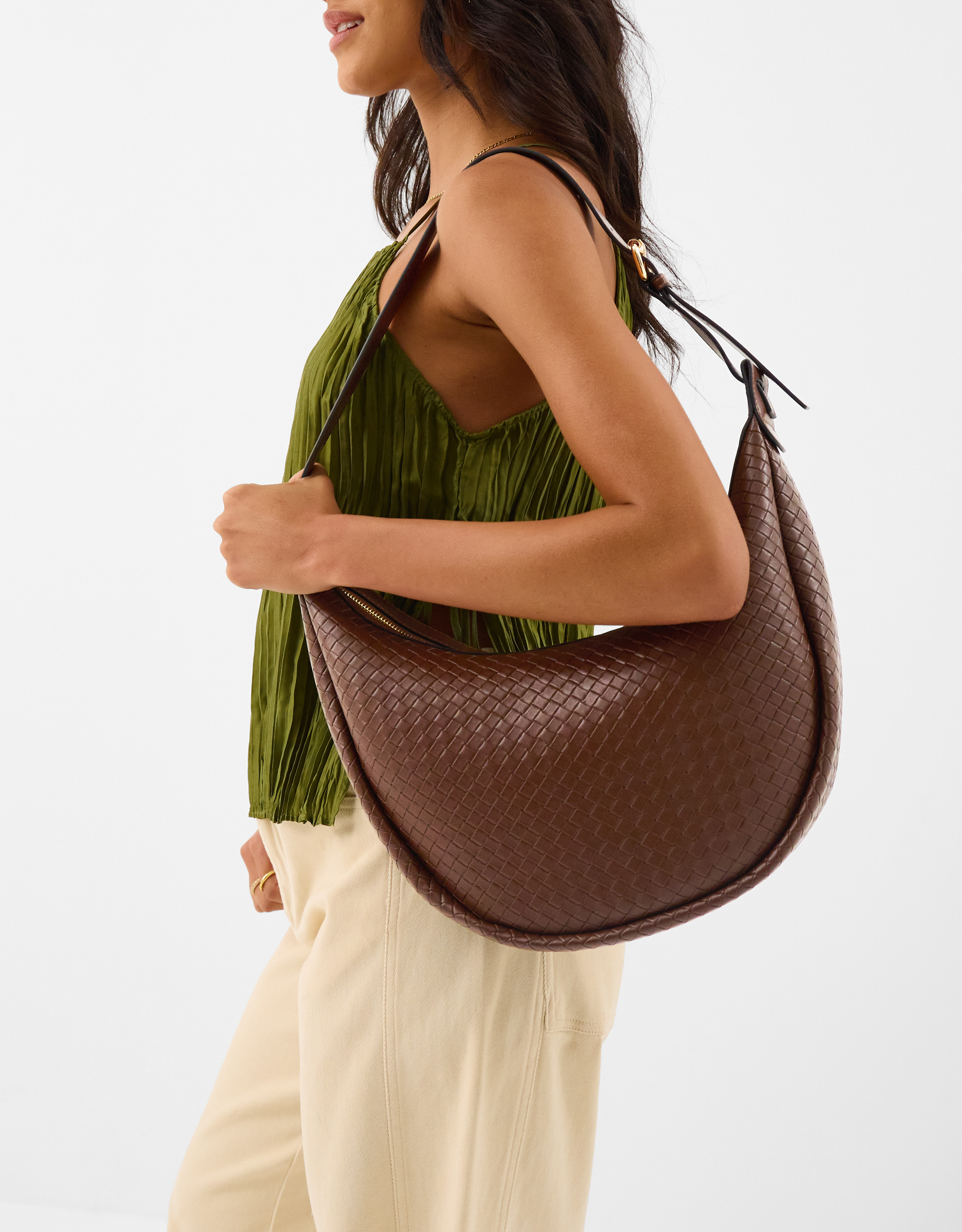 Woven Scoop Shoulder Bag