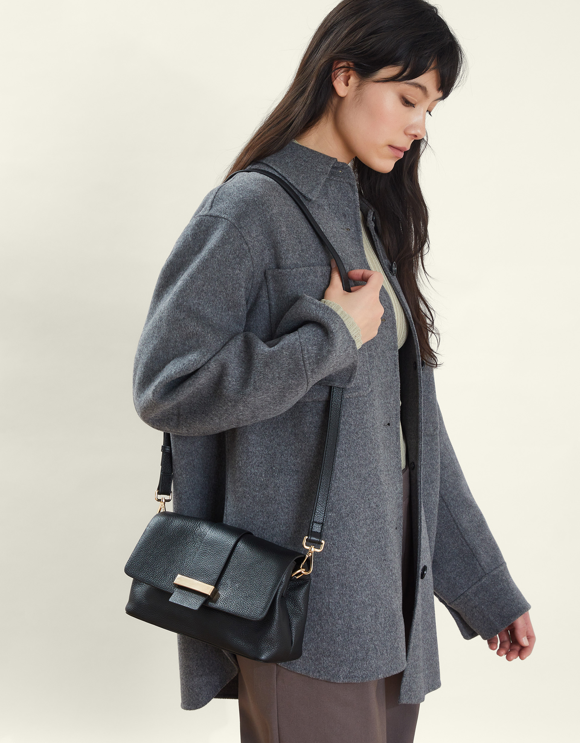 Leather Metal Bar Cross-body Bag Black - Accessorize